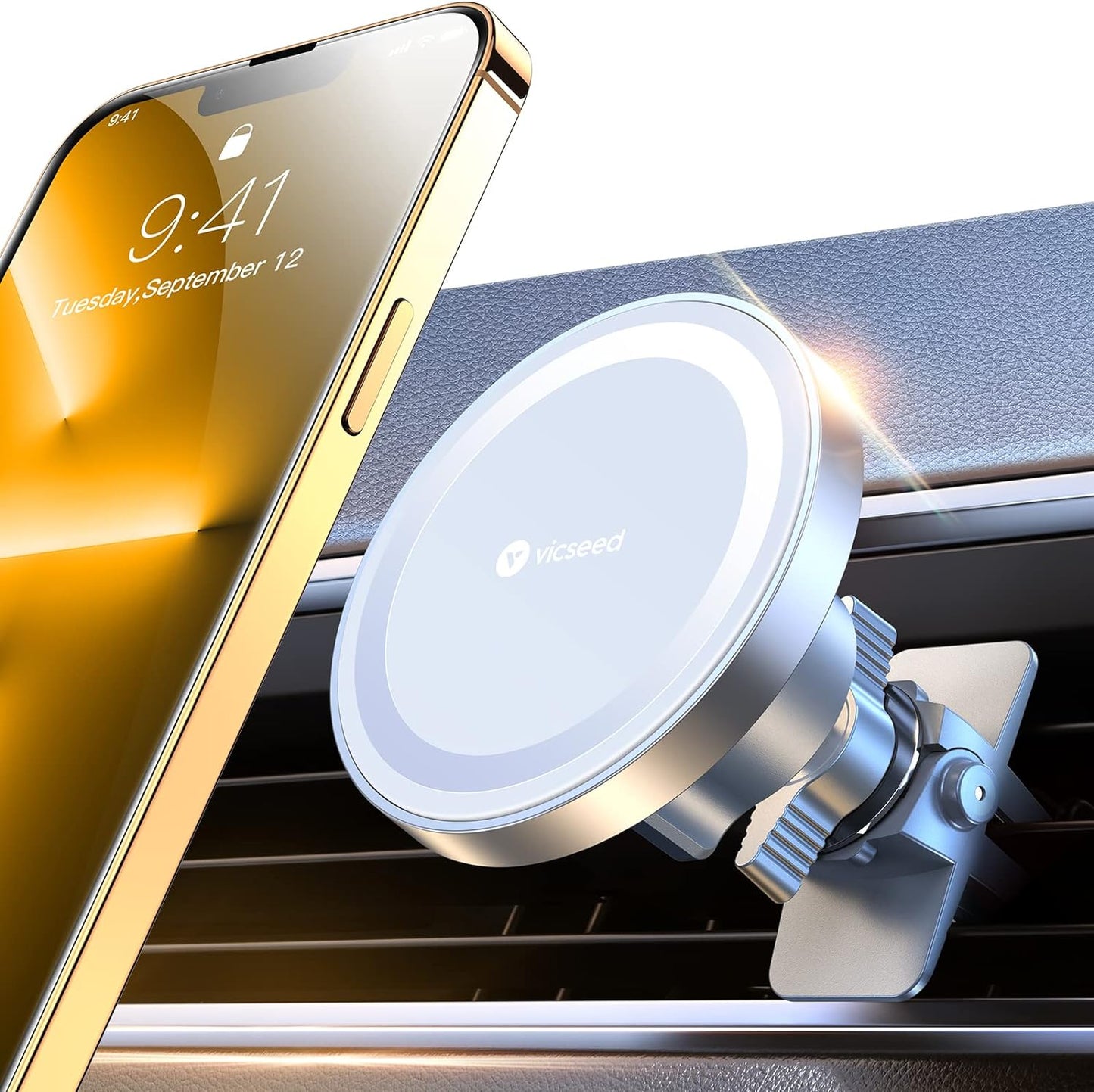 VICSEED for MagSafe Car Mount [Upgraded Strongest Magnet Power] Magnetic Phone Holder for Car Vent 360 Adjustable Magnetic Car Phone Holder Mount for iPhone 16 Pro Max 15 14 13 12 Plus Mini