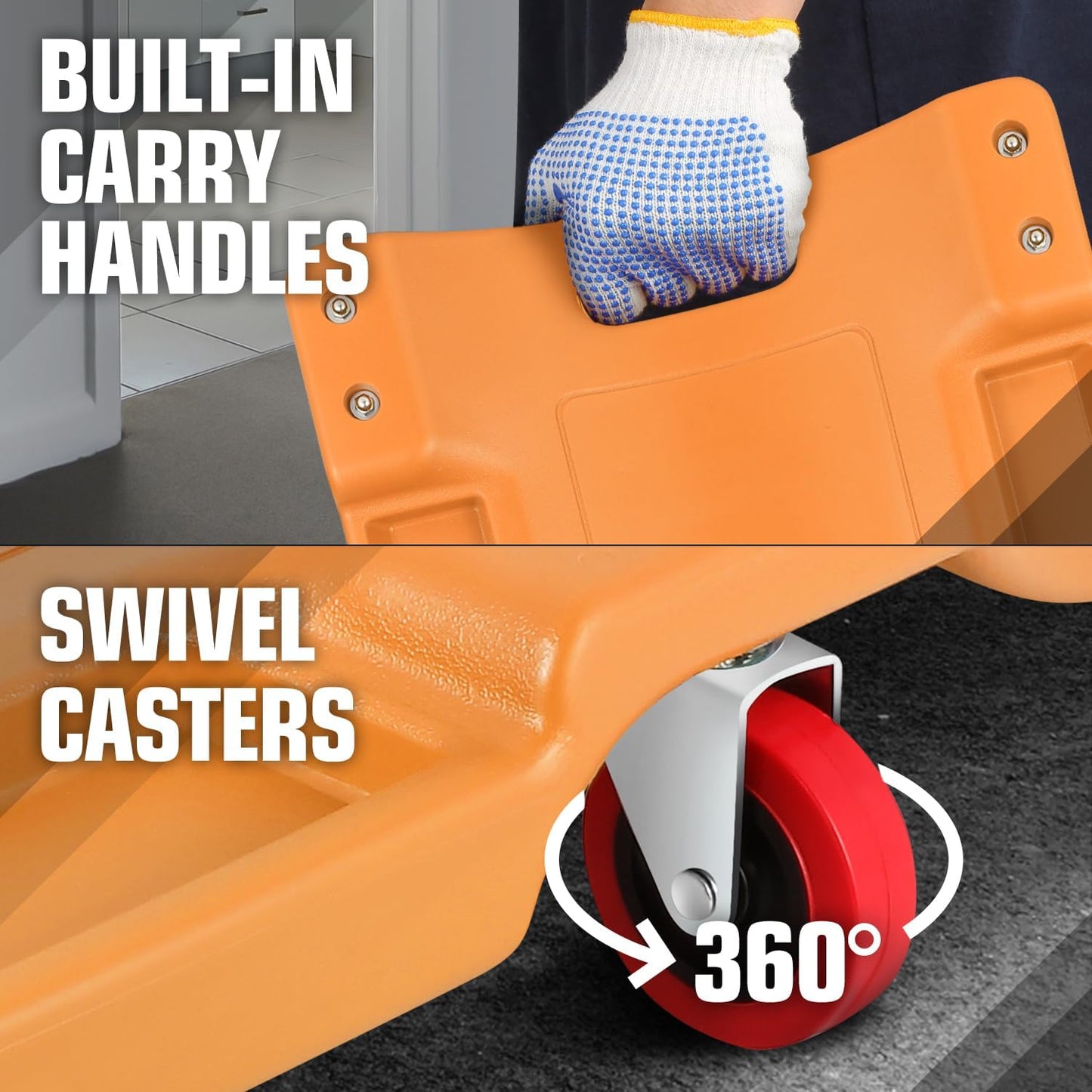 DNA MOTORING 36" L X 17" W x 4.25" H Vehicle Repair Low Profile Automotive Creeper w/Padded Headrest, Orange, TOOLS-00201-OG