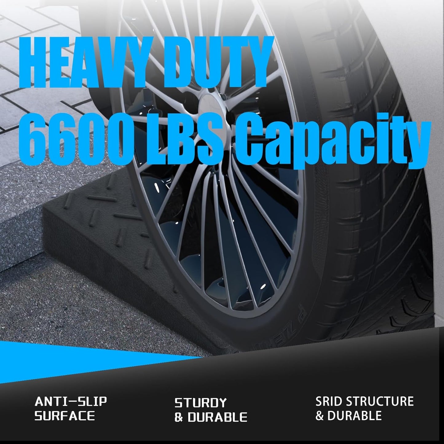 2 Pack 1.2'' Rise Rubber Curb Ramp Heavy Duty Loading Rubber Curb Ramps 3 Tons Driveway Ramp Car Slope Ramp for Loading Dock Bike Vehicle Warehouse Sidewalk Wheelchair (1.2" H)