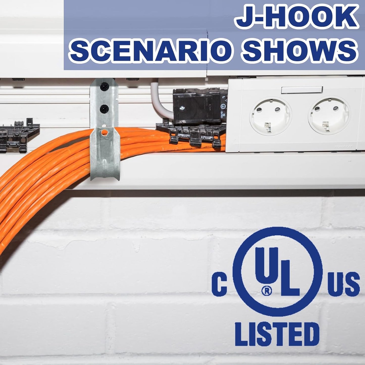 Gisafai 50 Cable Support J Hook, Cable Hooks for Hanging, Heavy Duty Metal Hooks for Wire Management, G60 Galvanized Steel (1/5-16 Inch)