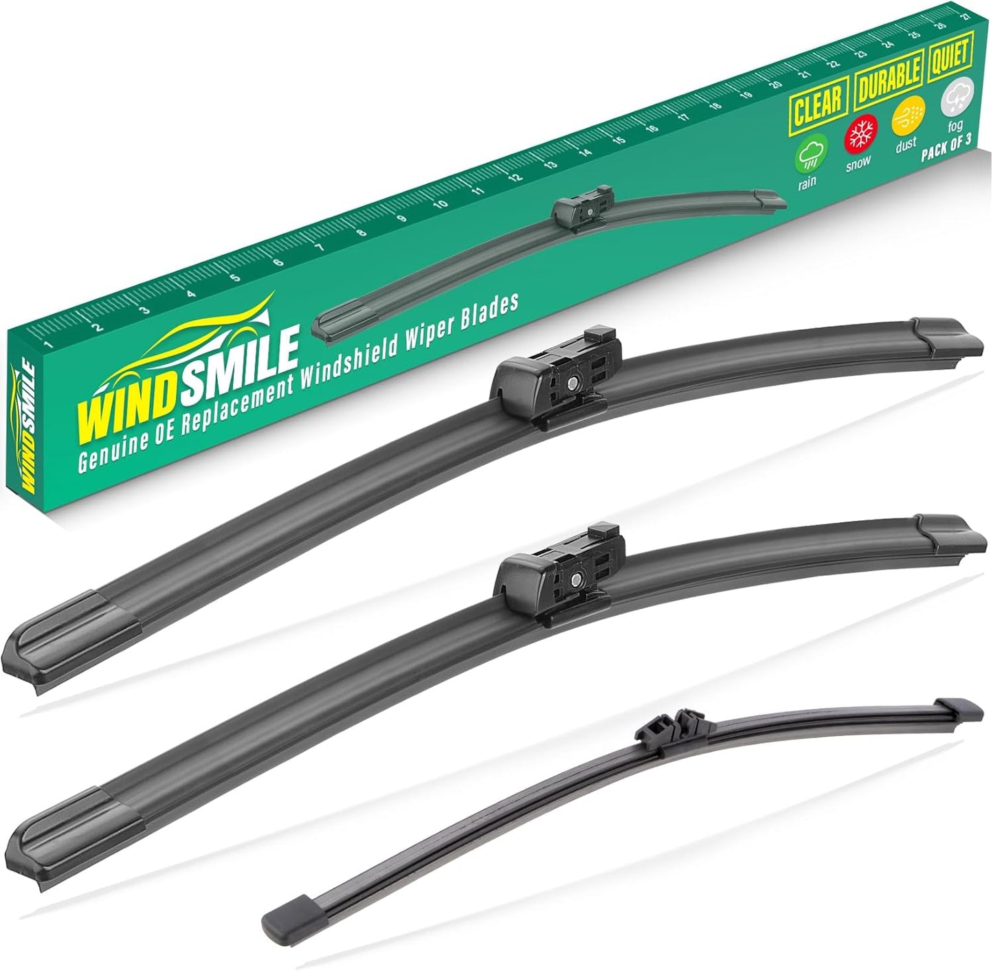 22" 20" 9" Windshield Wiper Blades Replacement for Ford Bronco Sport 2021 2022 2023 2024 2025 Premium All Weather Front Rear Wipers Set - OEM Quality (Pack of 3)