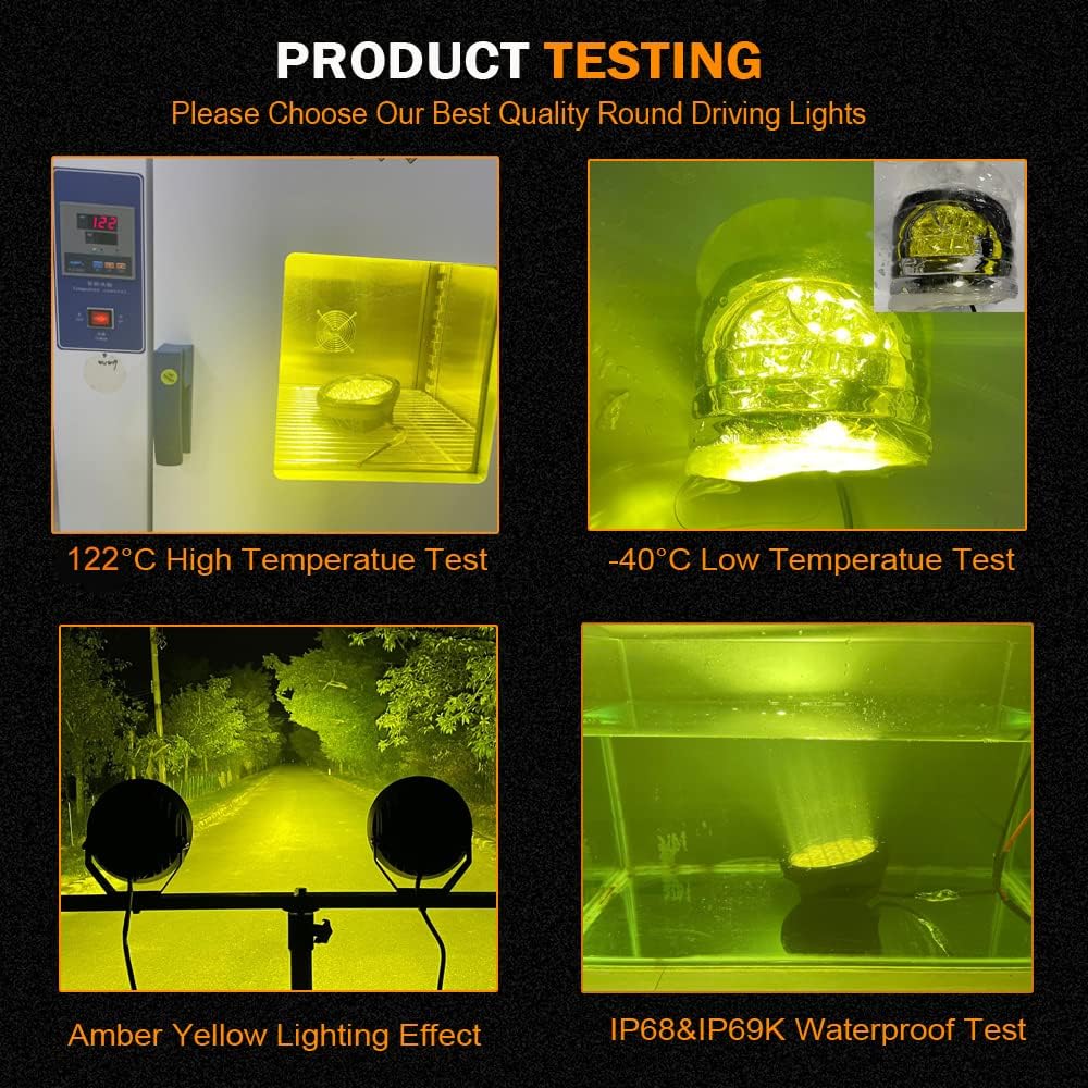 BIGLION.X 7Inch Round LED Amber Driving Offroad Lights 2PCS 210W 32000LM Amber Off road Lights LED Off Road Light Round Waterproof IP68 IP69K 12V 24V for Pickup Trucks SUV ATV UTV 4x4