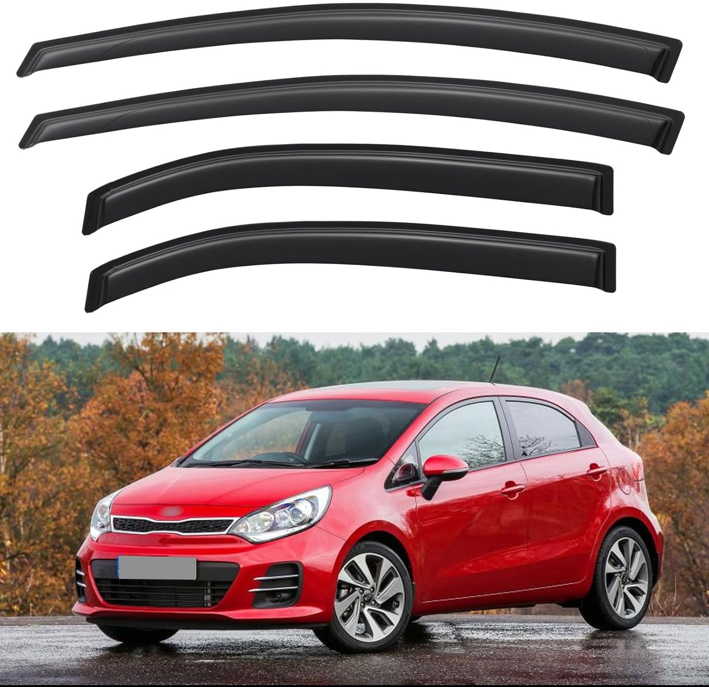 Window Visors Rain Guards for 2012-2017 Kia Rio Hatchback, Out-Channel Window Vent Wind Deflectors Visors Shades for 12-17 Kia Rio (Not for Sedan)