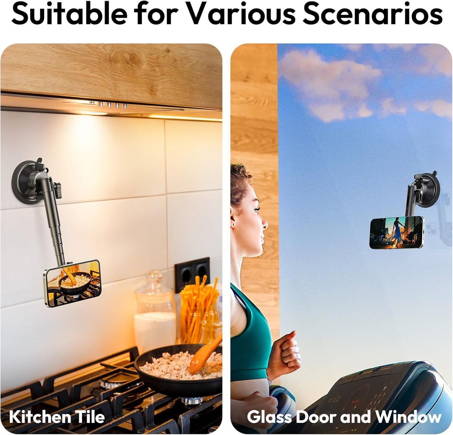 ULANZI ZJ06 Magnetic Suction Cup Mount Compatible with iPhone MagSafe Extendable Cellphone Stand Photo Video Filming Accessories Car Dashboard Windshield for iPhone 16 15 14 13 12