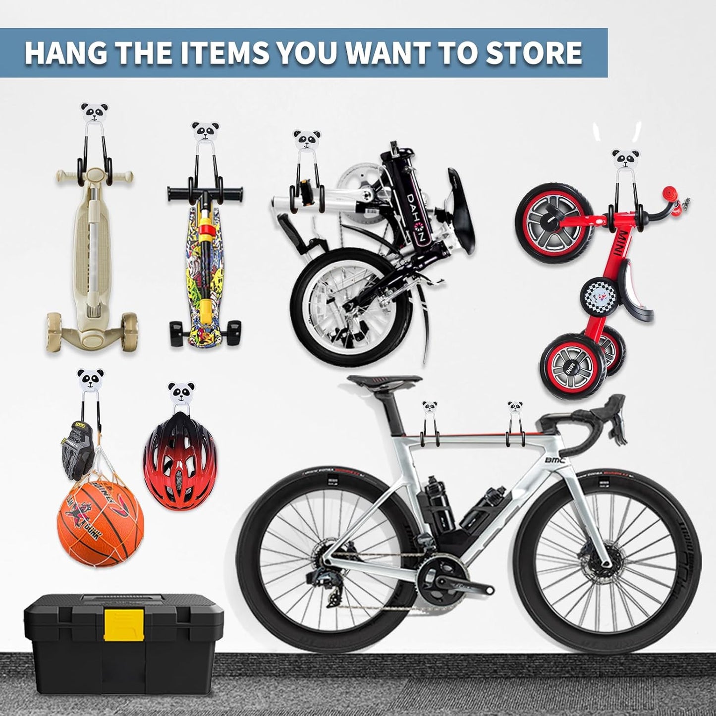 GPANDAG 8-Pack Heavy Duty Garage Hooks, Anti-Slip Coating Utility Hooks for Hanging Ladder, Yard Tools, Bicycle, Hose