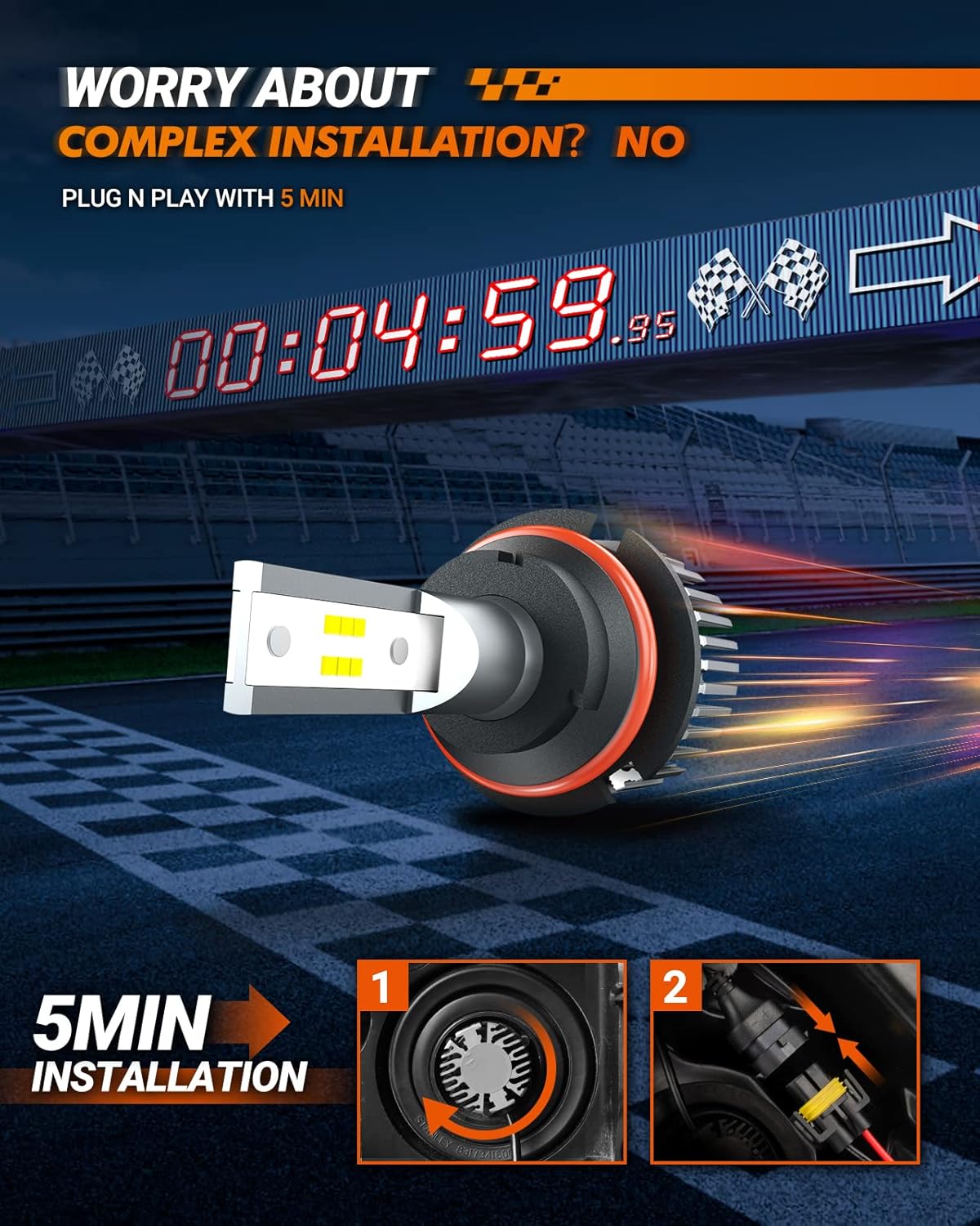 SEALIGHT S1 Series 9004 for ATVs & Powersports, 8×Brighteness Fog Lamps 1:1 Real Size 10 Years Lifespan, Pack of 2