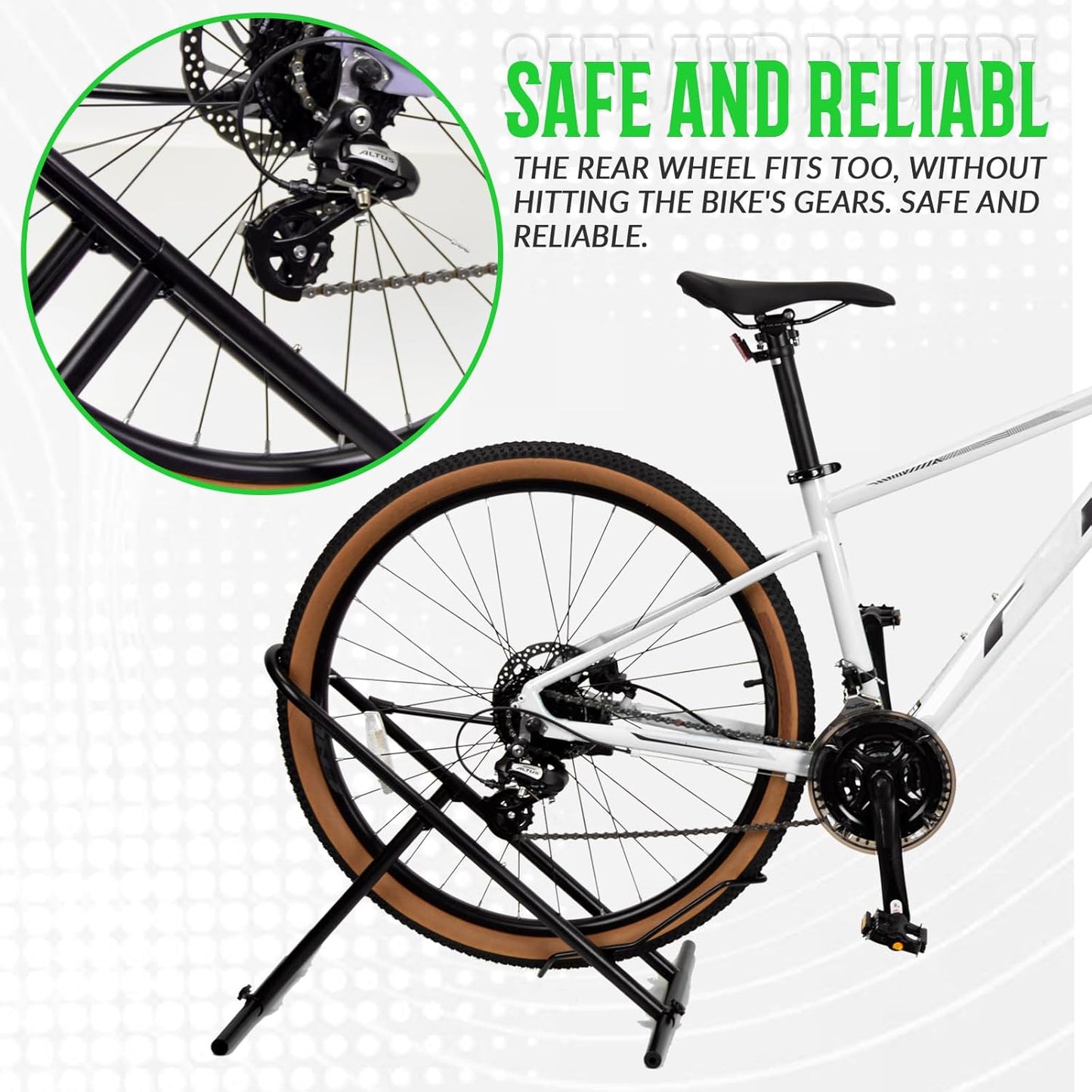 Folding Bike Floor Stand Rack, Portable Bicycle Parking Rack Storage for Garage/Home, Fit 16”-29” Mountain Road Bikes(1 bike rack)