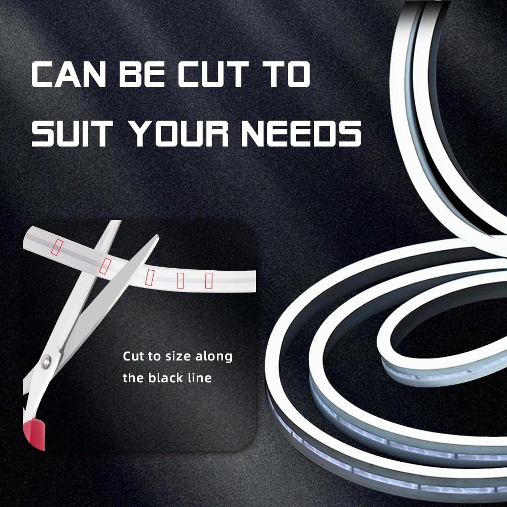 Car LED Strip Light For Trunk, 158Inch IP67 Silicone Waterproof Neon Light Strip Embedded, Flexible Cutting Universal Auto Interior Lights(White)