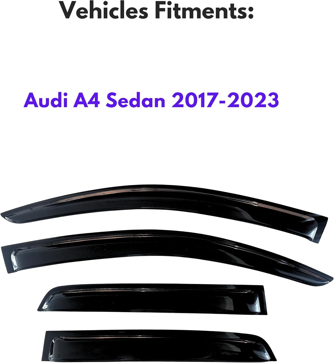 KPY Window Visor Compatible with Audi A4 Sedan 2017-2023, 4PC Rain Guard Side Window Vent Deflectors Tape-On Style, 2017 2018 2019 2020 2021 2022 2023