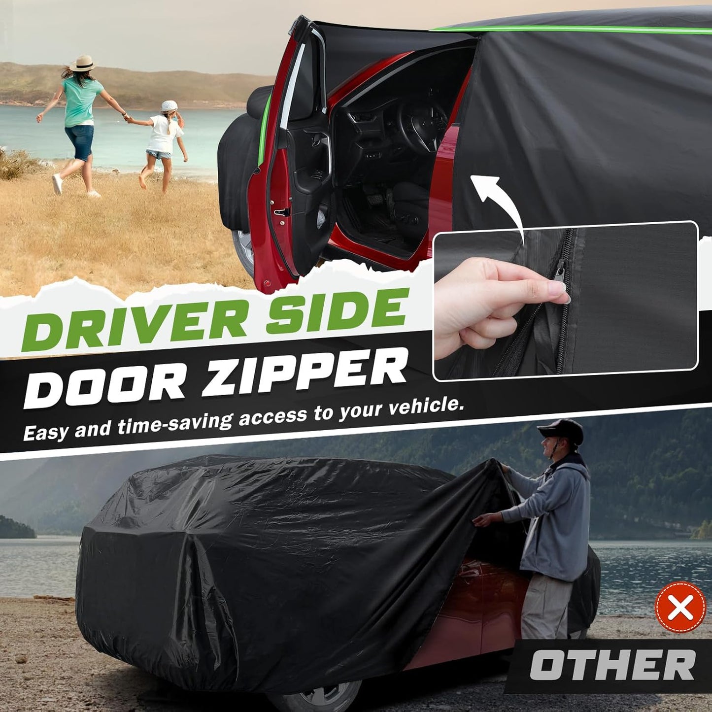 Mixsuper Liner Car Cover for Honda HR-V 1998-2026, 7 Layers Waterproof Car Cover Accessories for HRV with Zipper Door, Windproof Straps, Reflective Strips, Anti-UV, All Weather