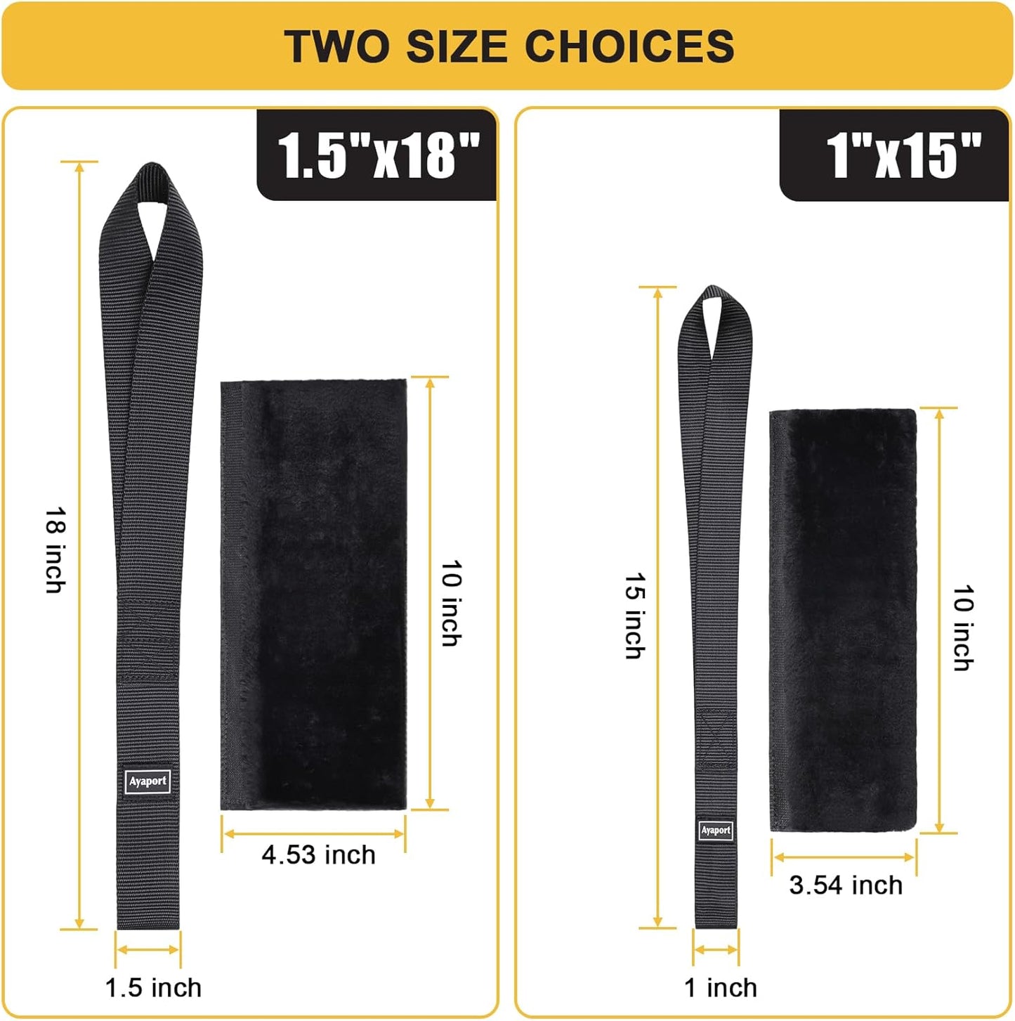 Ayaport Soft Tie Cover Set Include 4 pcs Synthetic Sheepskin Plush Covers and 4 pcs Soft Loop Tie Down Straps for Protecting Motorcycle, Dirt Bike, ATV, UTV etc. 1"x15"