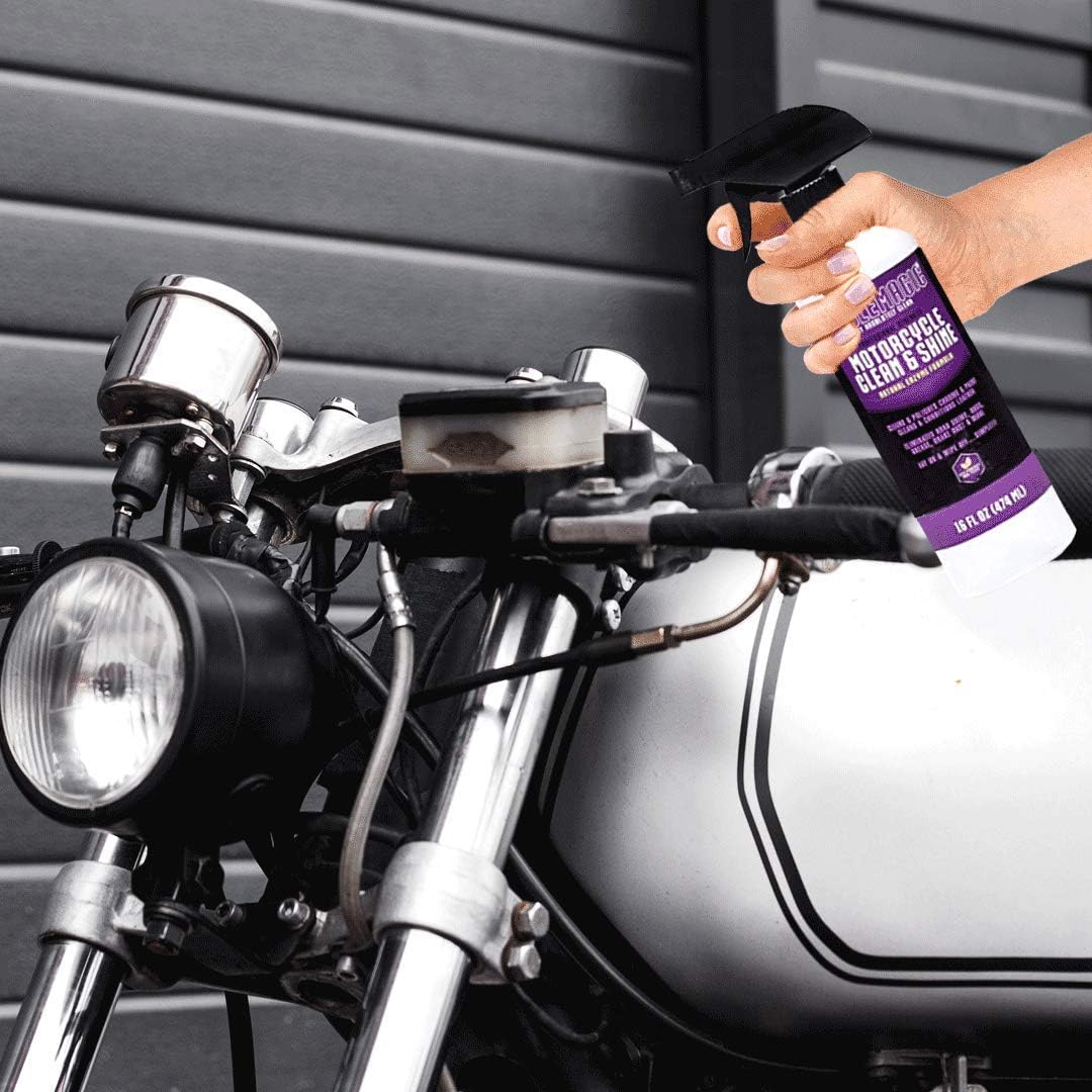CycleMagic Motorcycle Clean and Shine - Motorcycle Cleaner & Conditioner | Chrome Cleaner, Leather Cleaner, Paint & More | Eliminates Grime, Brake Cleaner, Dirt & Debris | USA Made (16oz Spray Bottle)