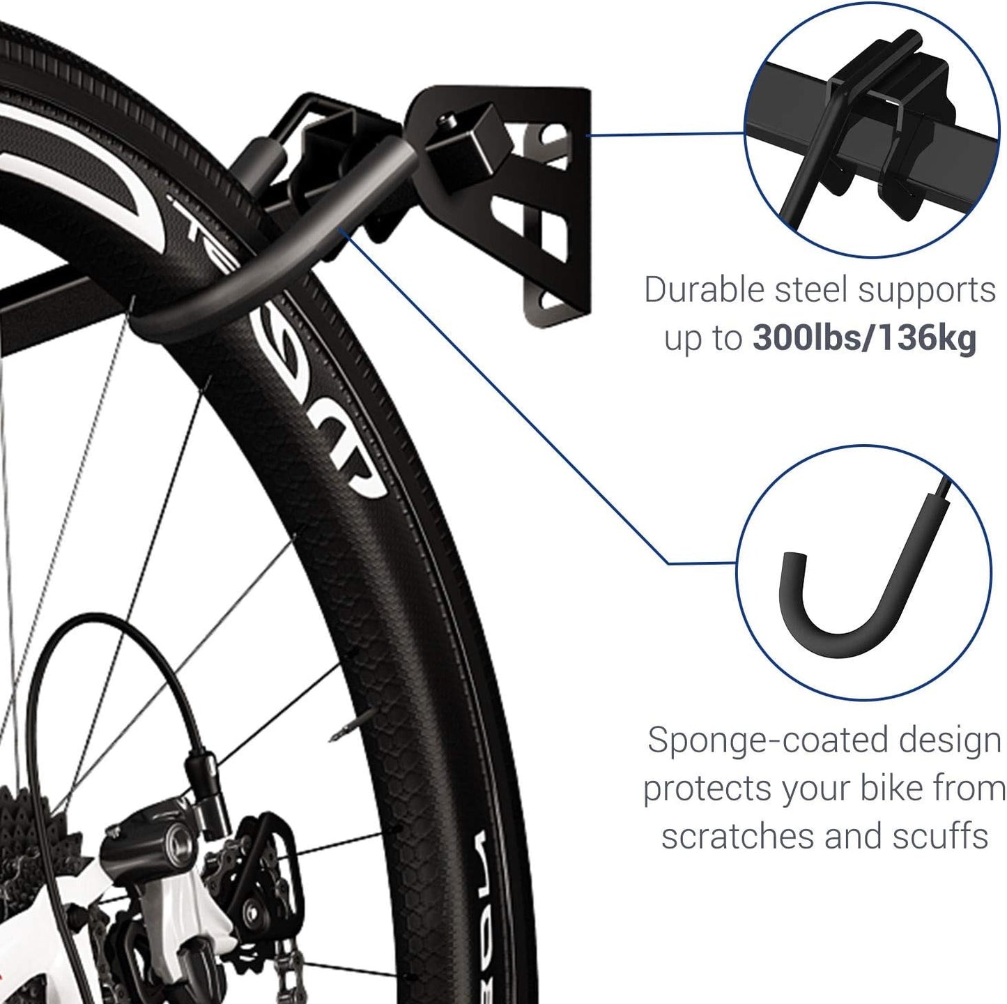 FLEXIMOUNTS 6 Bike Storage Rack, Heavy Duty Wall Mount Hanger for Home & Garage, Holds Up to 300lbs