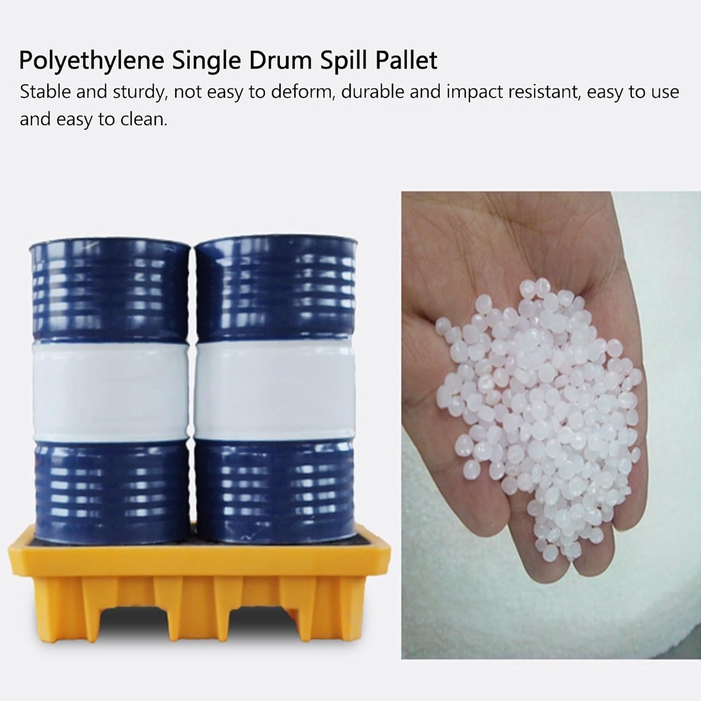 2 Drum Containment Spill Pallet, Polyethylene Low Profile Paint Bucket Tray, Industrial Garage Storage Detachable Shipping Leakproof Platform (Color : Yellow-2 Pack, Size : 19.3"x14"x3.7")