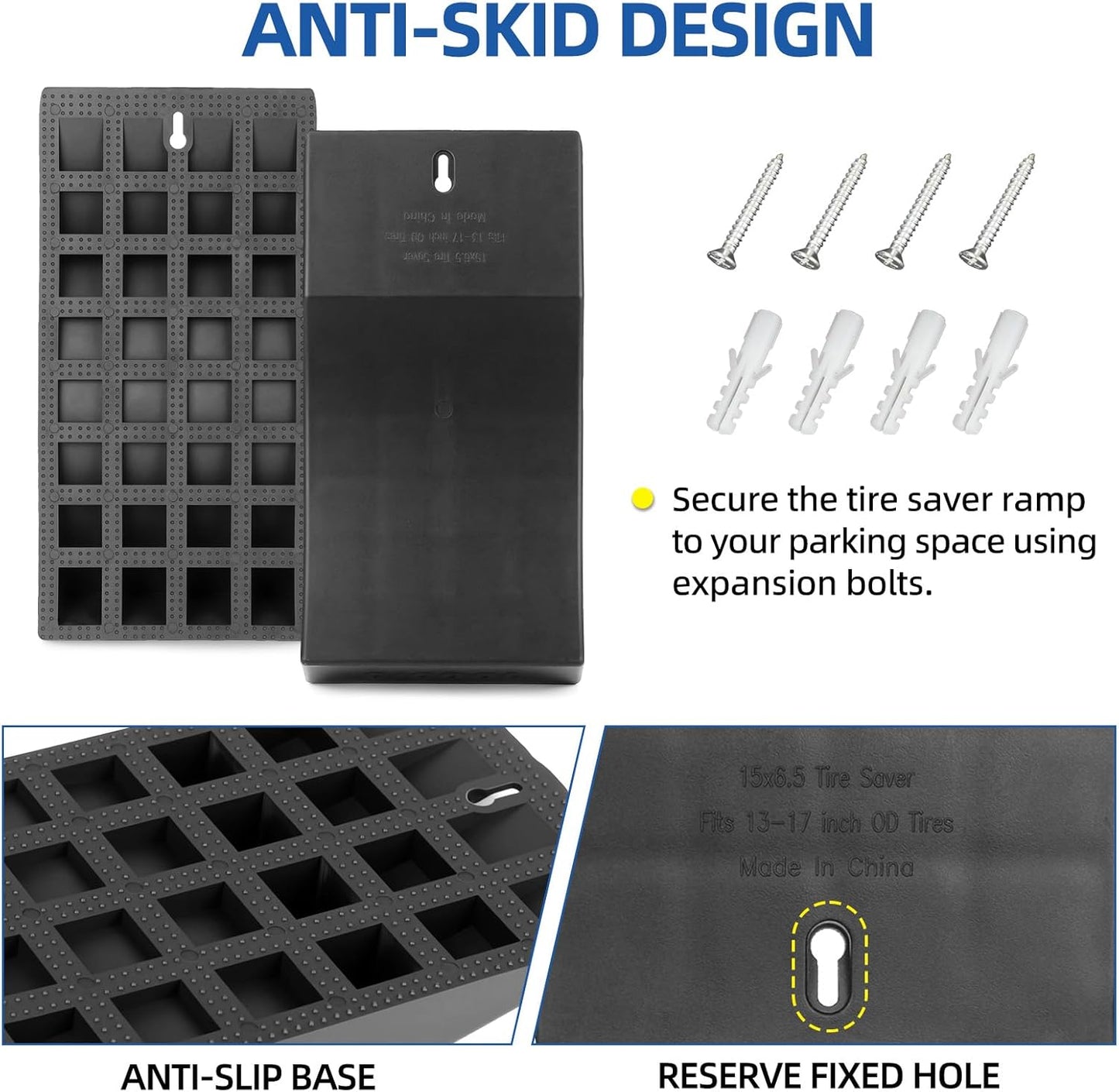 2-Pack Flat Free Tire Saver Ramp for 13-17" PU Foam Tire and Wheel, Non-Flat Spots Tire Saver Ramp, Suitable for Lawnmower, Wheelbarrow, and Trailer