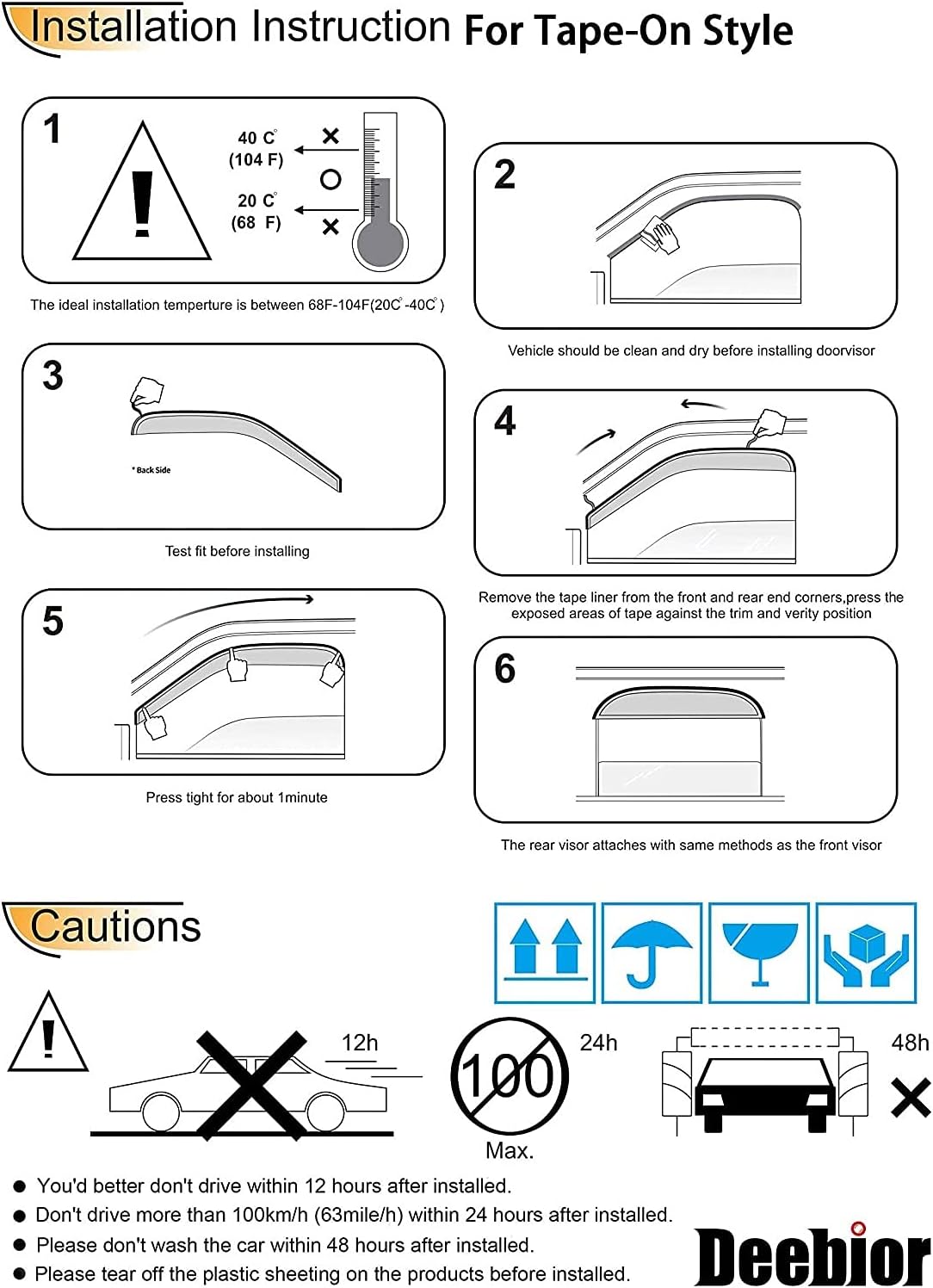 94428 Side Window Visors Wind Vent Deflectors Compatible with 2002-2007 Jeep Liberty, 4pcs Out-Channel Good Looking Dark Smoke Tape-On Rain Guards Set