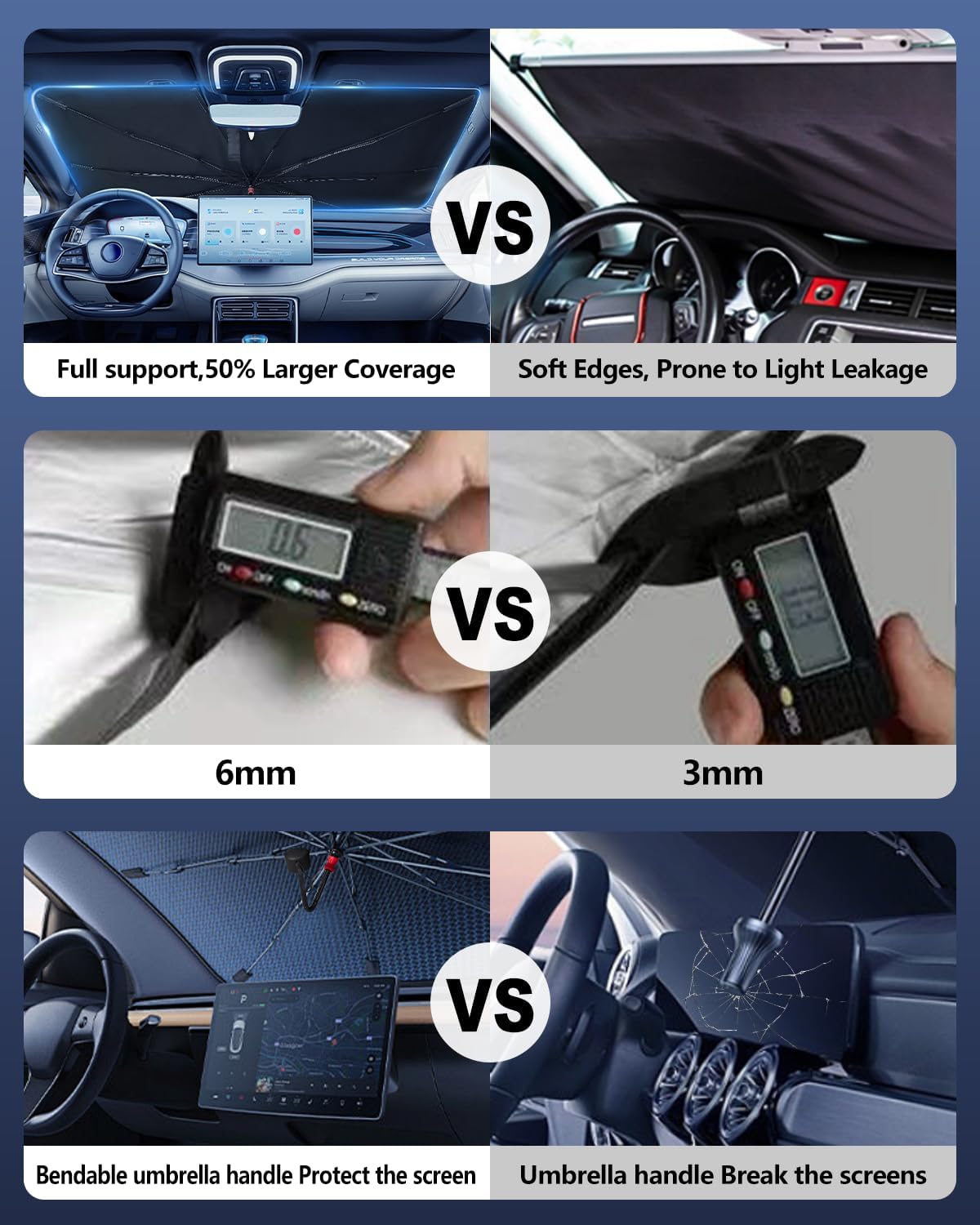 Foldable Windshield Sun Shade Umbrella – Reflective Car Window Cover for Front Windshield, Heat Blocker for SUV, Truck, Sedan – Easy Storage with Bendable Handle