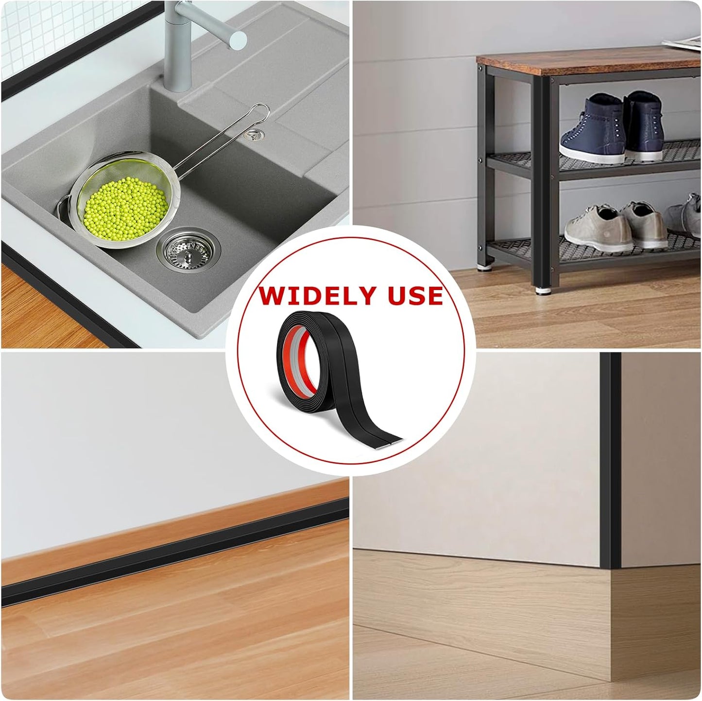 Flexible Wall Corner Protector Moulding Trim Peel and Stick Wall Corner Guards Edge Protector Self Adhesive Molding Trim Strip for Edge Ceiling (Black, 0.8 in x 20 Ft)