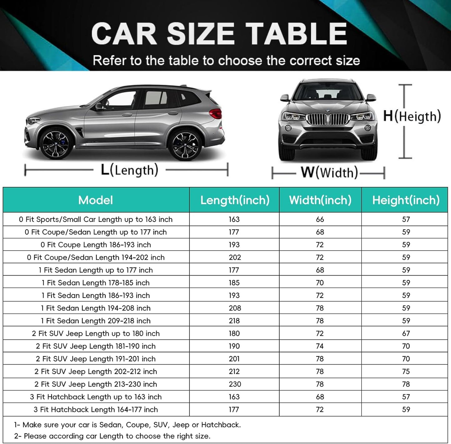 16 Layers Heavy Duty SUV Car Cover Waterproof All Weather, Universal Fit Ford Explorer, Toyota Highlander, Kia Telluride, Hyundai Palisade, Honda Pilot, Dodge Durango, GMC Acadia etc.