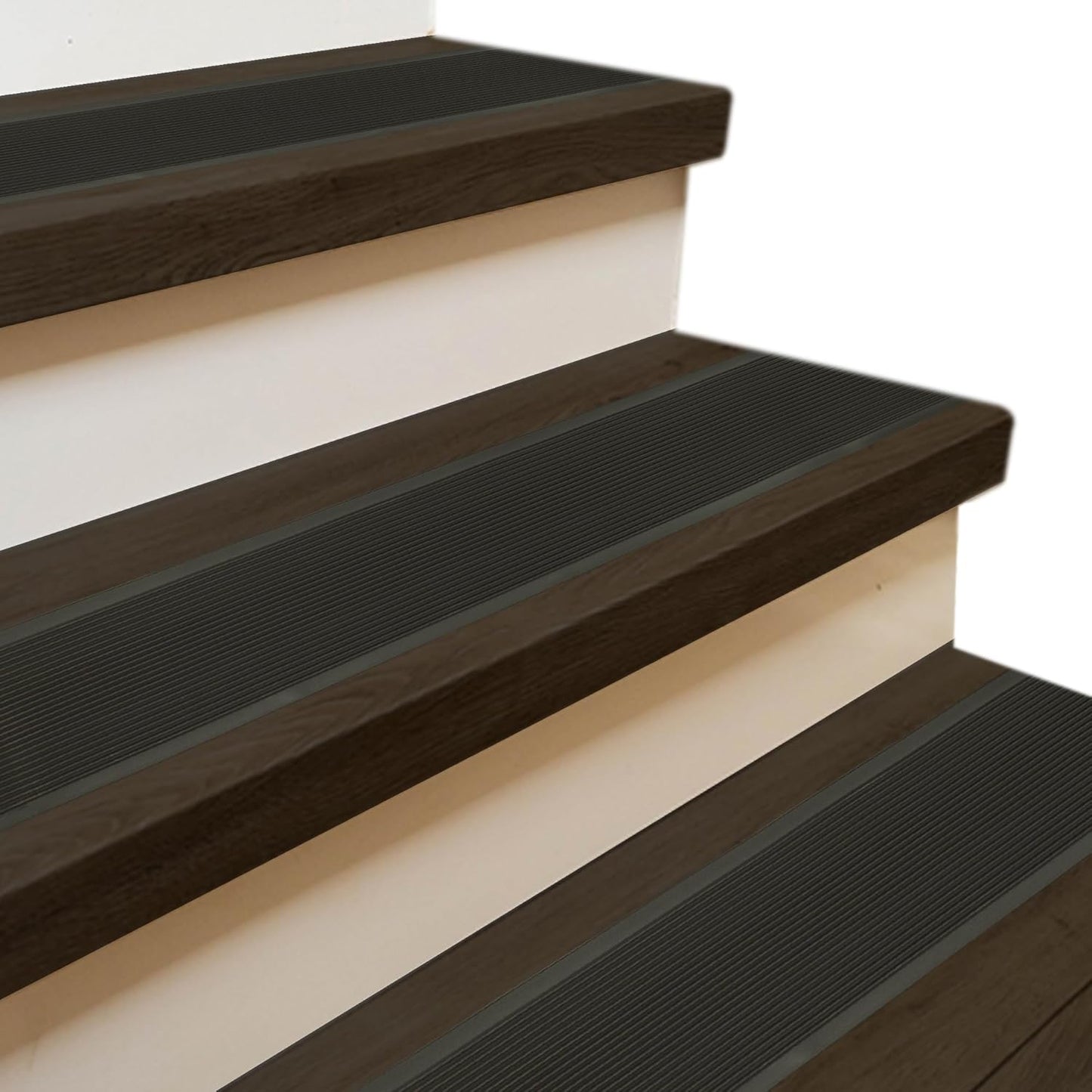 Rubber Bond 4x36in Anti Slip Stair Treads (15-Pack) - Waterproof Outdoor/Indoor Heavy Duty Non-Skid Tape for Stairs - Adhesive Rubber Grip Strips for Steps & Ramps - Black