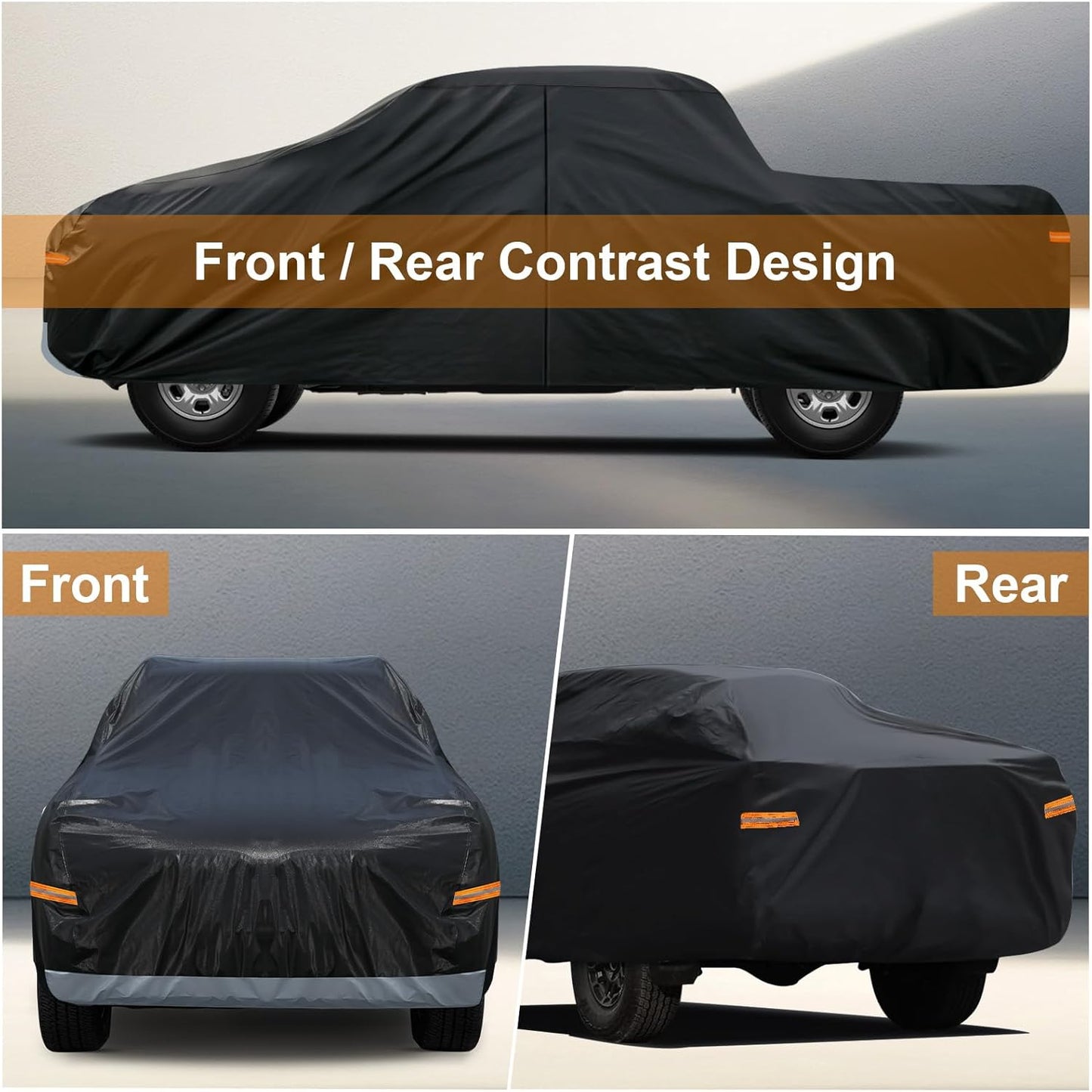 Kayme Truck Cover Custom Fit Dodge Ram 1500(2009-2025) Crew Cab Short Bed. Full Exterior Heavy Duty Outdoor Pickup Truck Car Cover Waterproof All Weather.Car Tarp for Wind Sun Dust Protection.Black