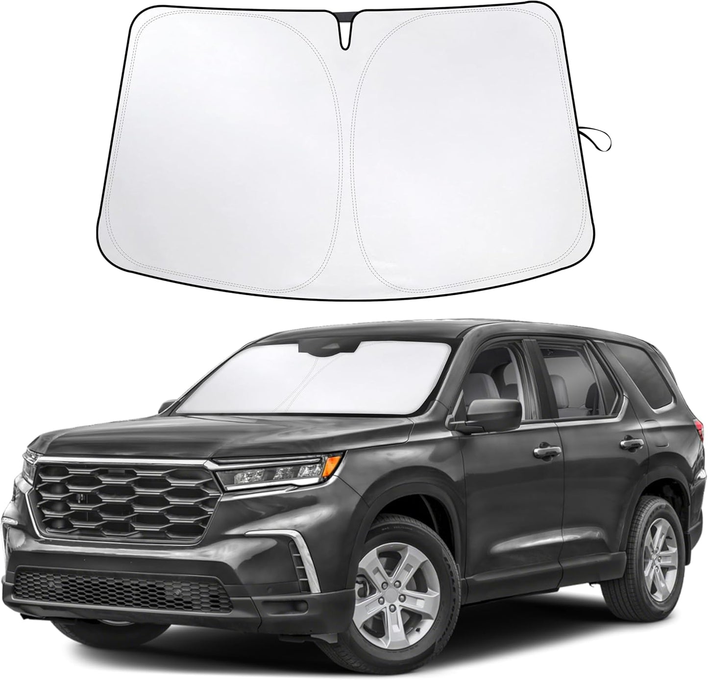 Econour Windshield Sun Shade for Honda Pilot SUV 2016-2025 Accessories Window Sunshade Sun Visor Protector Foldable Blocks UV Rays Keep Your Car Cooler