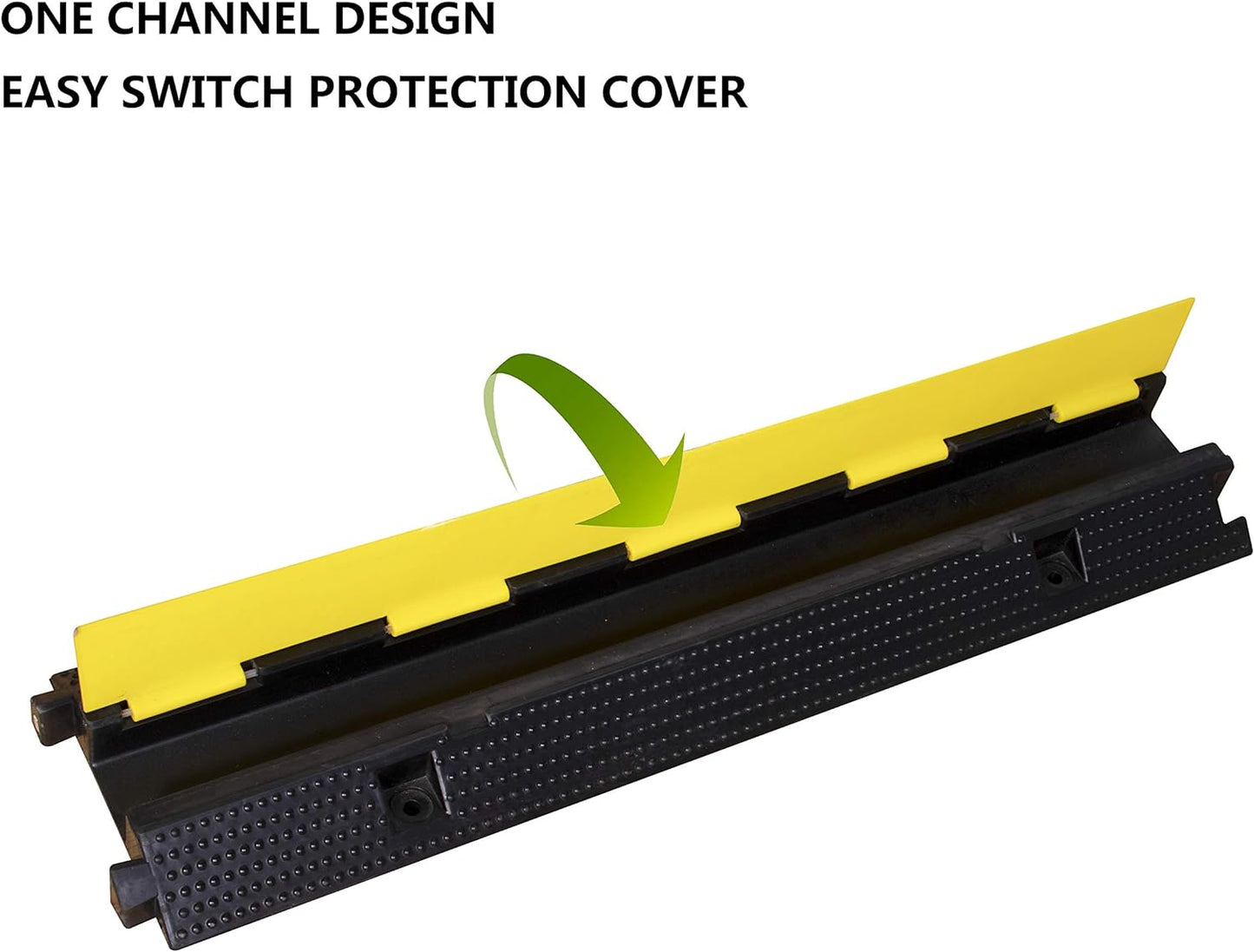 2 Pack Rubber Cable Ramp Hose Cable Protector Ramp 1 Channel 22000Lbs Load Capacity Traffic Speed Bump Wires Power Lines Extension Cord Cover for Indoor Outdoor