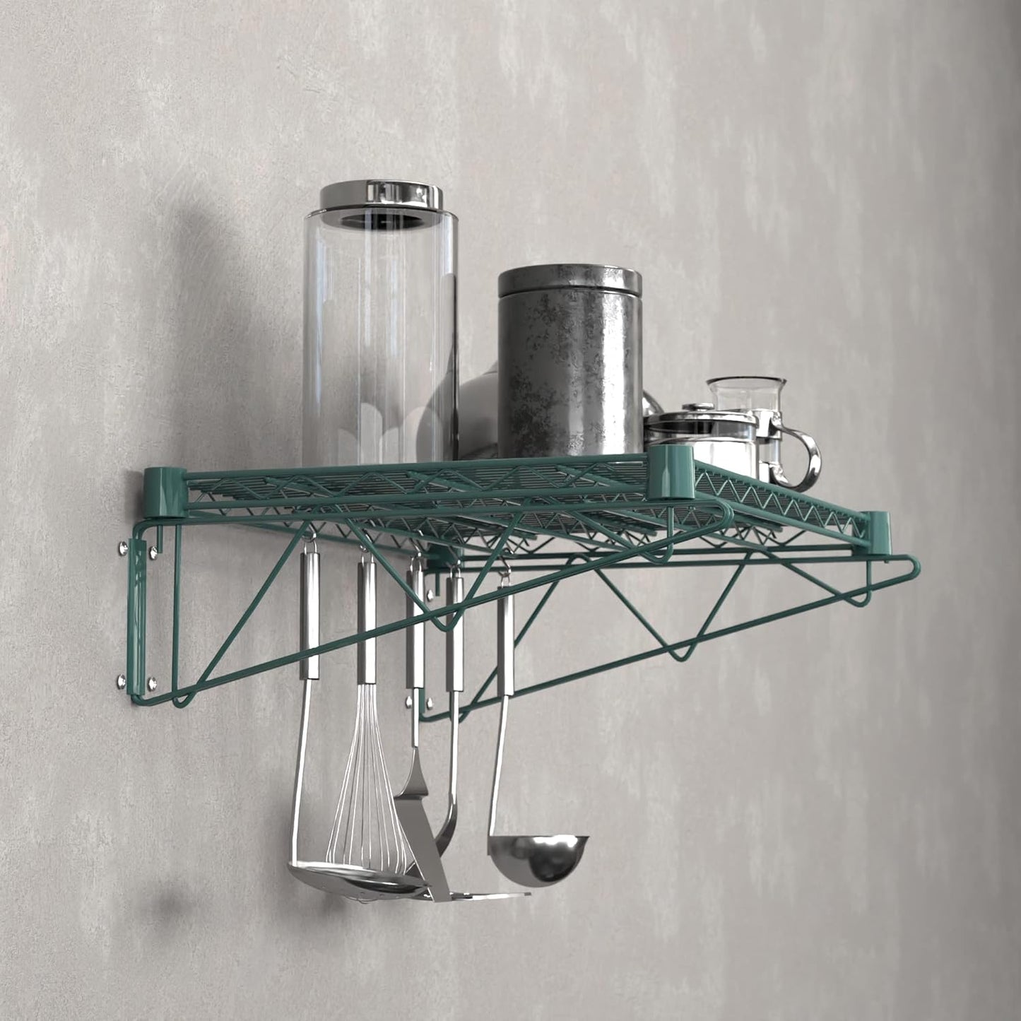 18" x 24" Green Epoxy Wire Wall Mount Shelf