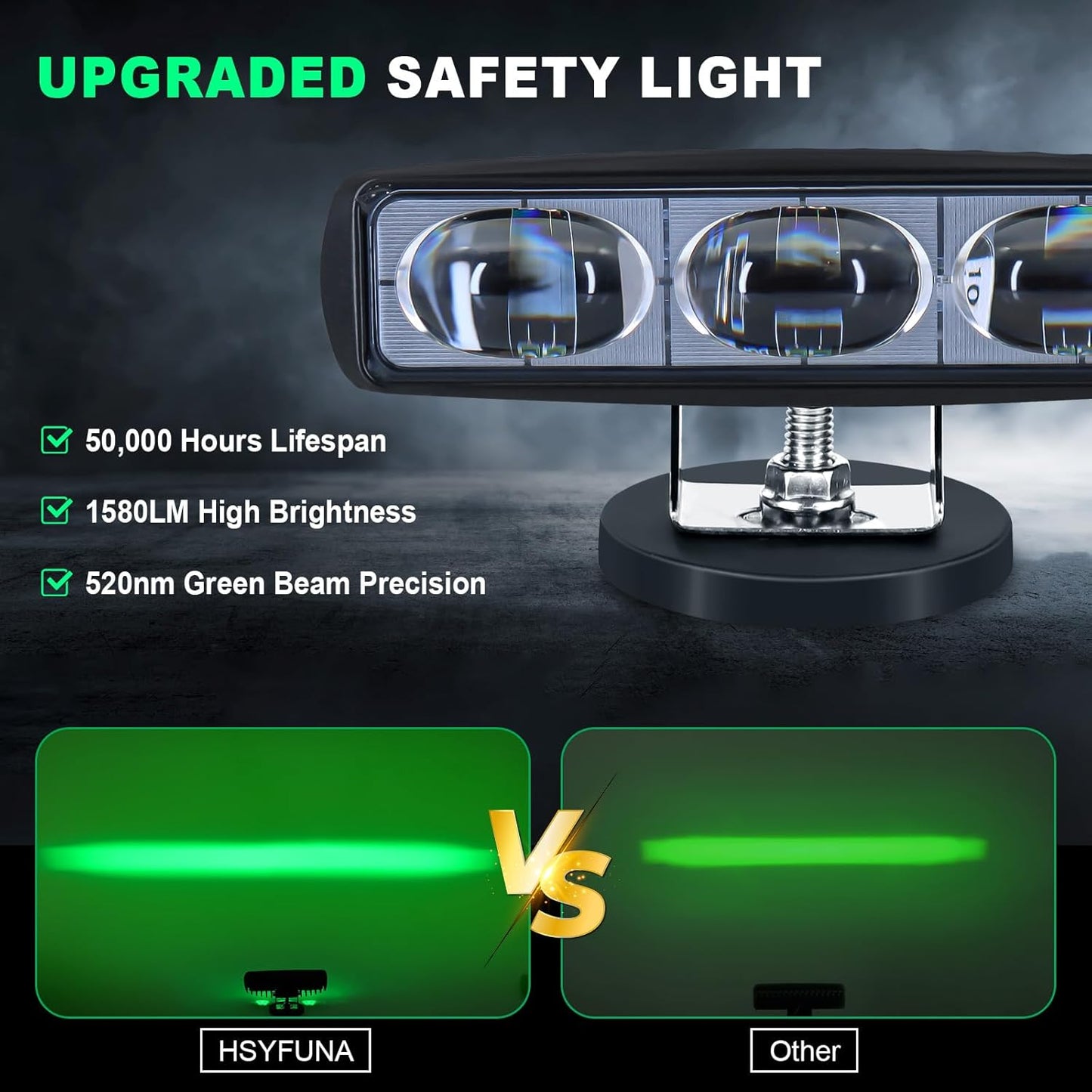 2Pcs Forklift Safety Light Green, 30W Straight Line Forklift and AGV Safety Indicator Warehouse Hazardous Area Warning Light for Warehouse and Industrial Use (DC 10-100V)