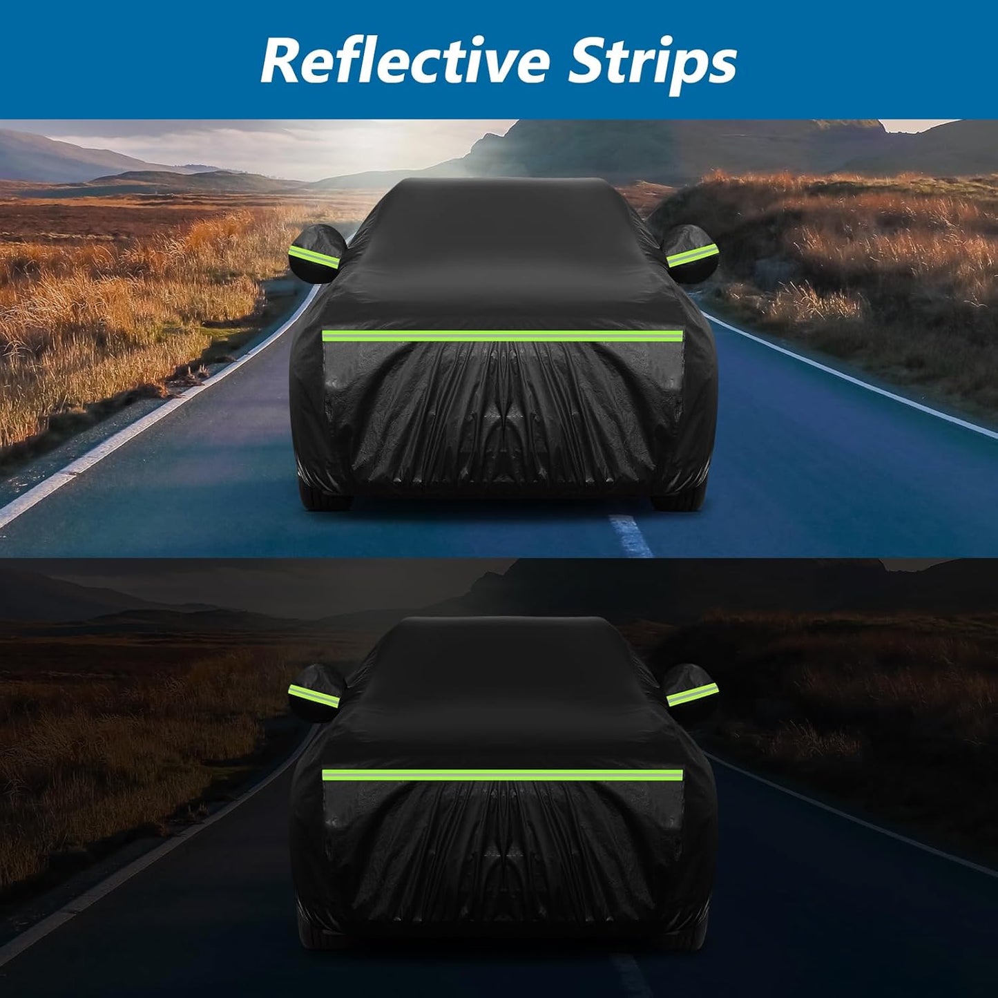 Waterproof Car Covers for Chevrolet II Nova/Nova SS 350/350 SC Sedan/Coupe 1962-1974,420D Oxford Cloth Sun Heat Protection Outdoor Full Covers with Driver Side Zipper Windproof Heavy Duty All Weather