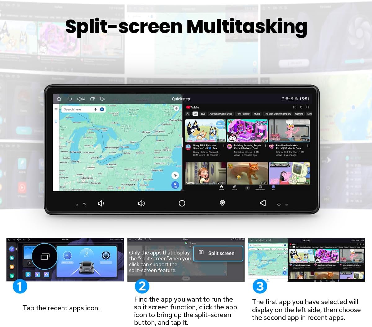 Joying 8.9" Single Din Touchscreen Radio Android 13 Head Unit with Carplay and Android Auto 4GB+64GB Detachable Car Stereo with Bluetooth, AM/FM, Subwoofer Output, GPS(JY-HTS01N4)