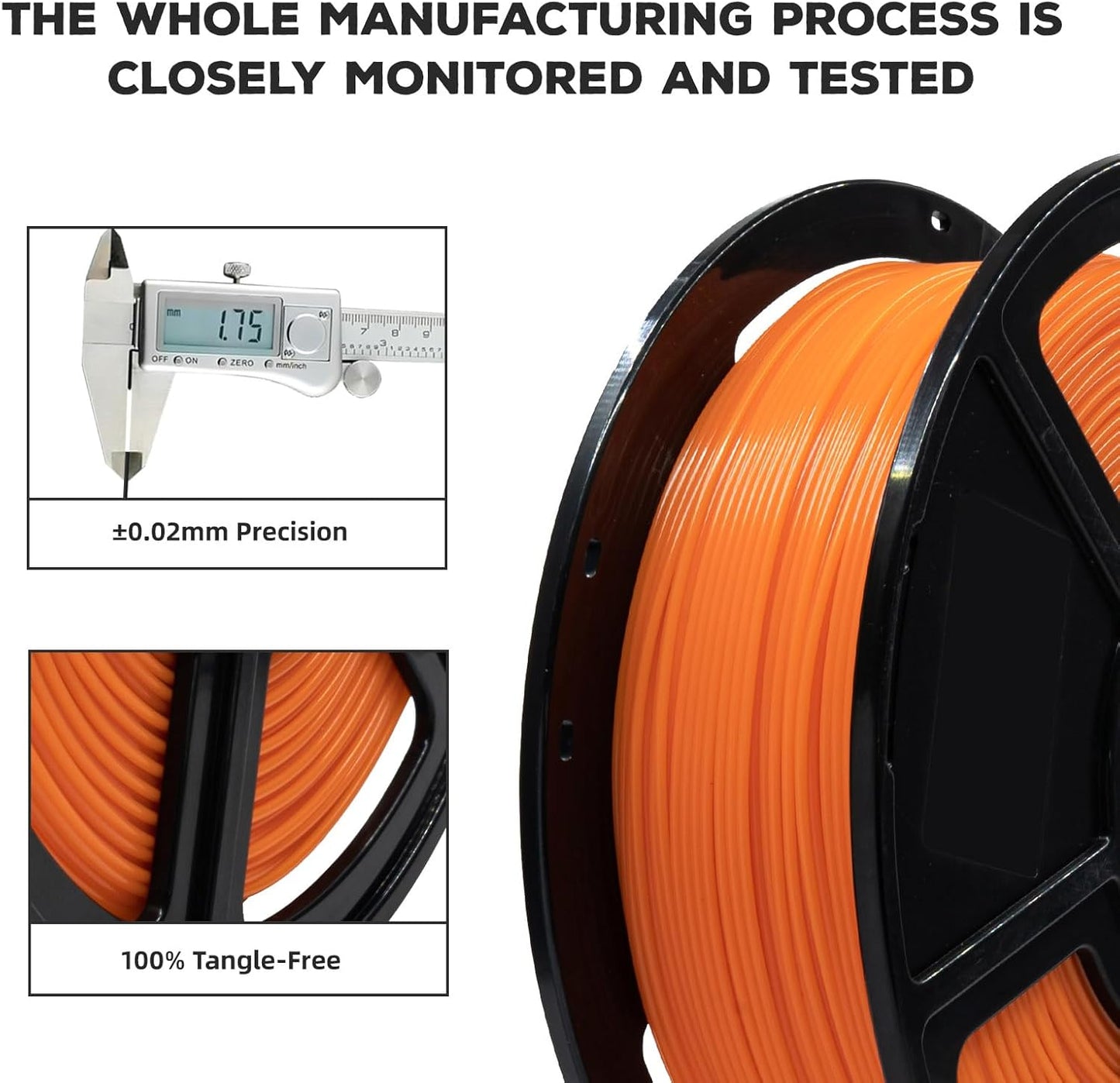 FLASHFORGE PLA Filament 1.75mm, 3D Printer Filament 1kg (2.2lbs) Spool, Dimensional Accuracy +/- 0.02mm, 3D Printing Filament Easy to Use and Fits for Most FDM 3D Printers (Orange)