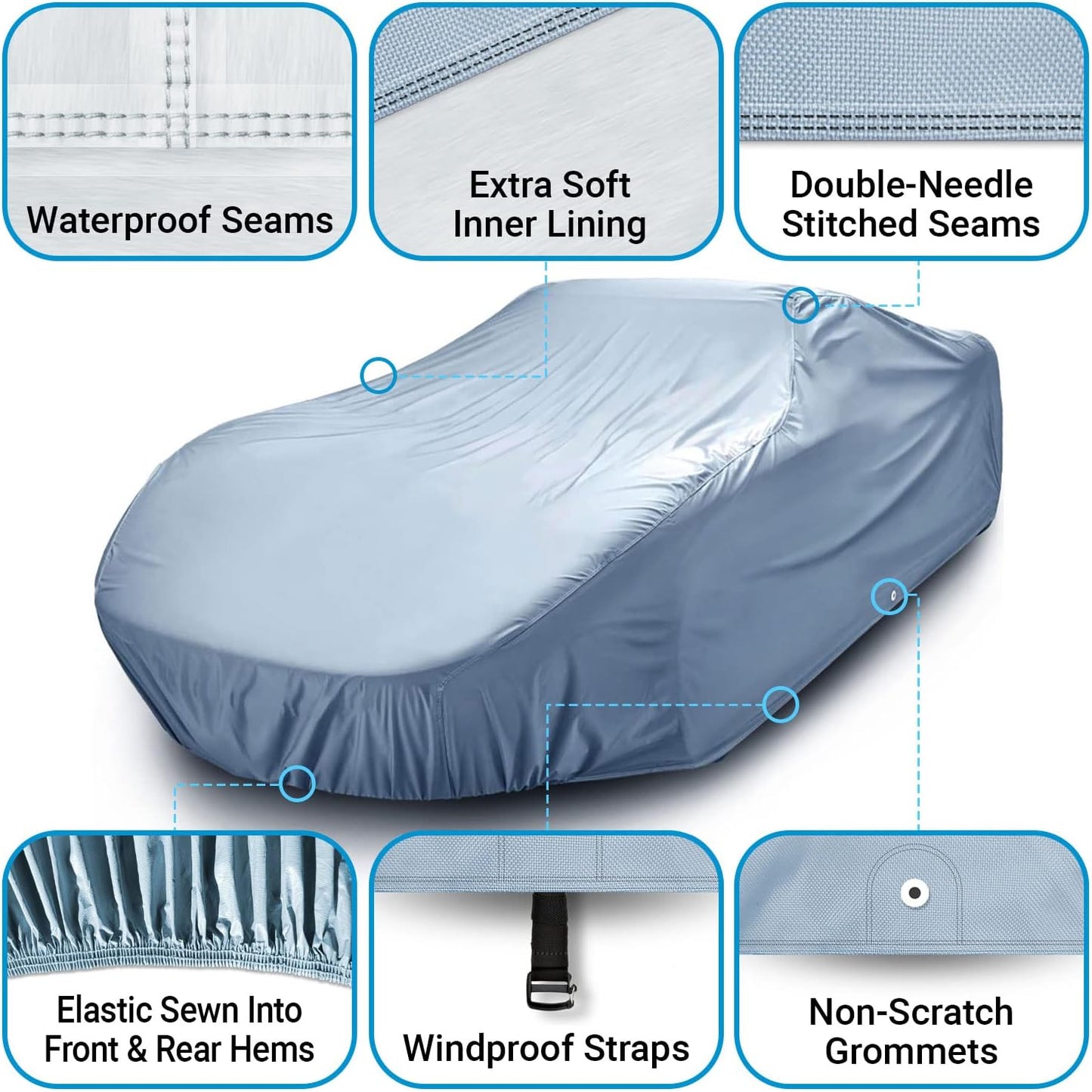 iCarCover Premium Car Cover for 1976-1987 Chevy Chevette Heavy Duty Waterproof All Weather Automobiles Custom Fit Indoor Outdoor UV Snow Protection Covers with Straps and Bag