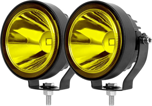 Led Pod Lights Spot Fog Lights Amber/Yellow 2Pcs 60W 4 Inch Work Auxiliary Lights Ditch Lights Fit for Motorcycle Truck Car SUV ATV Boat pickups Tractor 12V 24V Led Driving OffRoad Lights