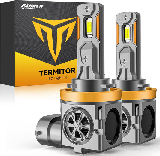 Upgraded H11/H9 LED Bulbs, 70,000LM 12X Super Brighter, 6500K Cool White, 1:1 Mini Halogen Size H11 H9 Driving Lights with Cooling Fan, Plug and Play, Pack of 2