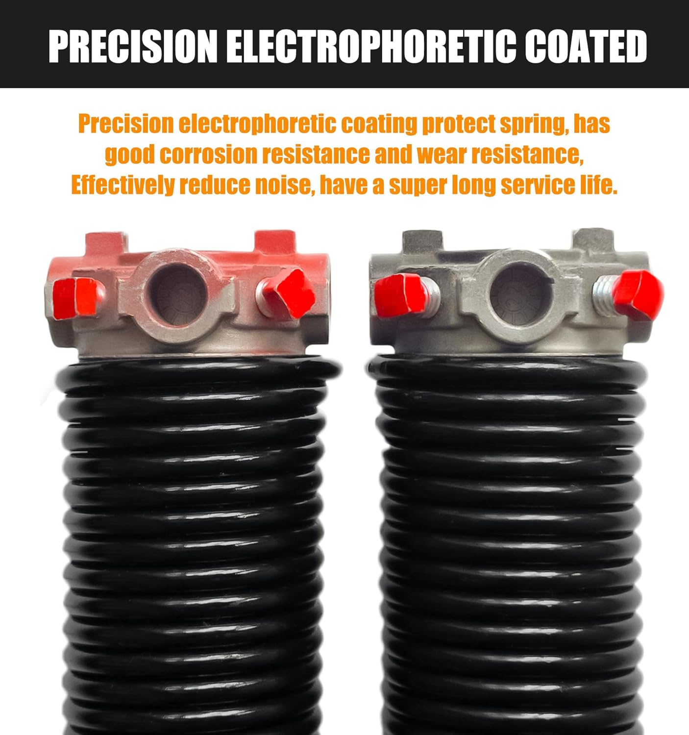 Garage Door Torsion Spring Set, Pair of 2" Electrophoresis Coated Garage Door Spring Replacement with 2 Non-Slip Winding Bars and Bearing, Minimum 16000 Cycles (.234x2x28")