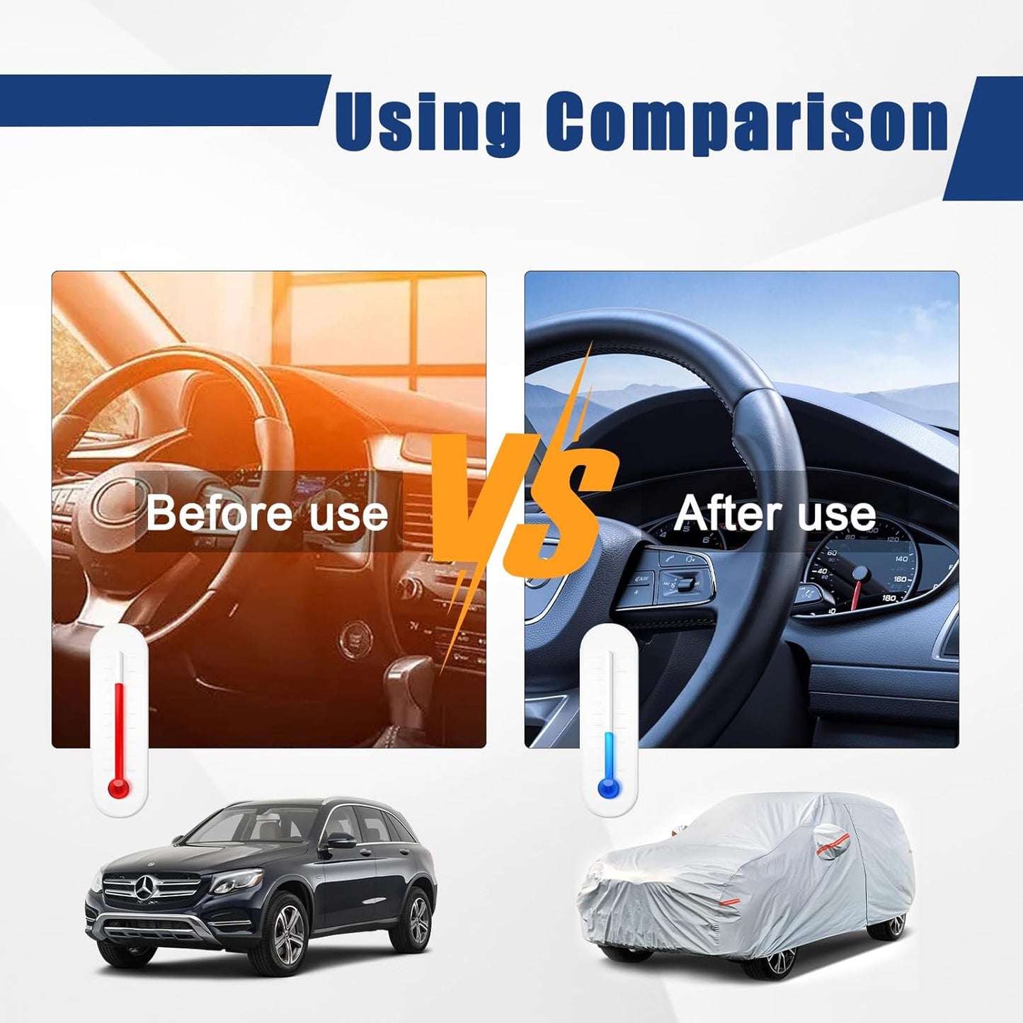 Kayme 6 Layers SUV Car Cover Custom Fit for Nissan Murano（2008-2025） Waterproof All Weather for Automobiles, Outdoor Full Cover Rain Sun UV Protection.Silver