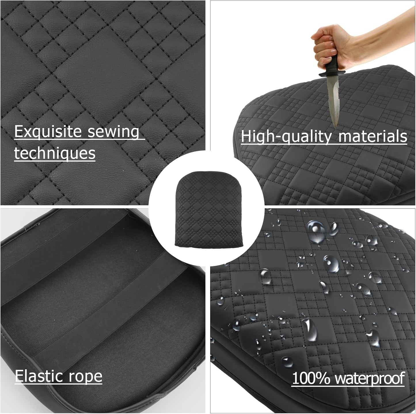 LUWU 2025 Suburban Tahoe Center Console Cover Compatible with 2025 Chevrolet Suburban Tahoe Accessories 2025 Chevy Suburban Tahoe Armrest Cover Armrest Console Cover (Thick Black)