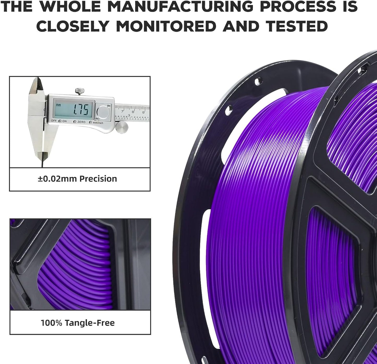 FLASHFORGE PLA Filament 1.75mm, 3D Printer Filament 1kg (2.2lbs) Spool, Dimensional Accuracy +/- 0.02mm, 3D Printing Filament Easy to Use and Fits for Most FDM 3D Printers (Purple)