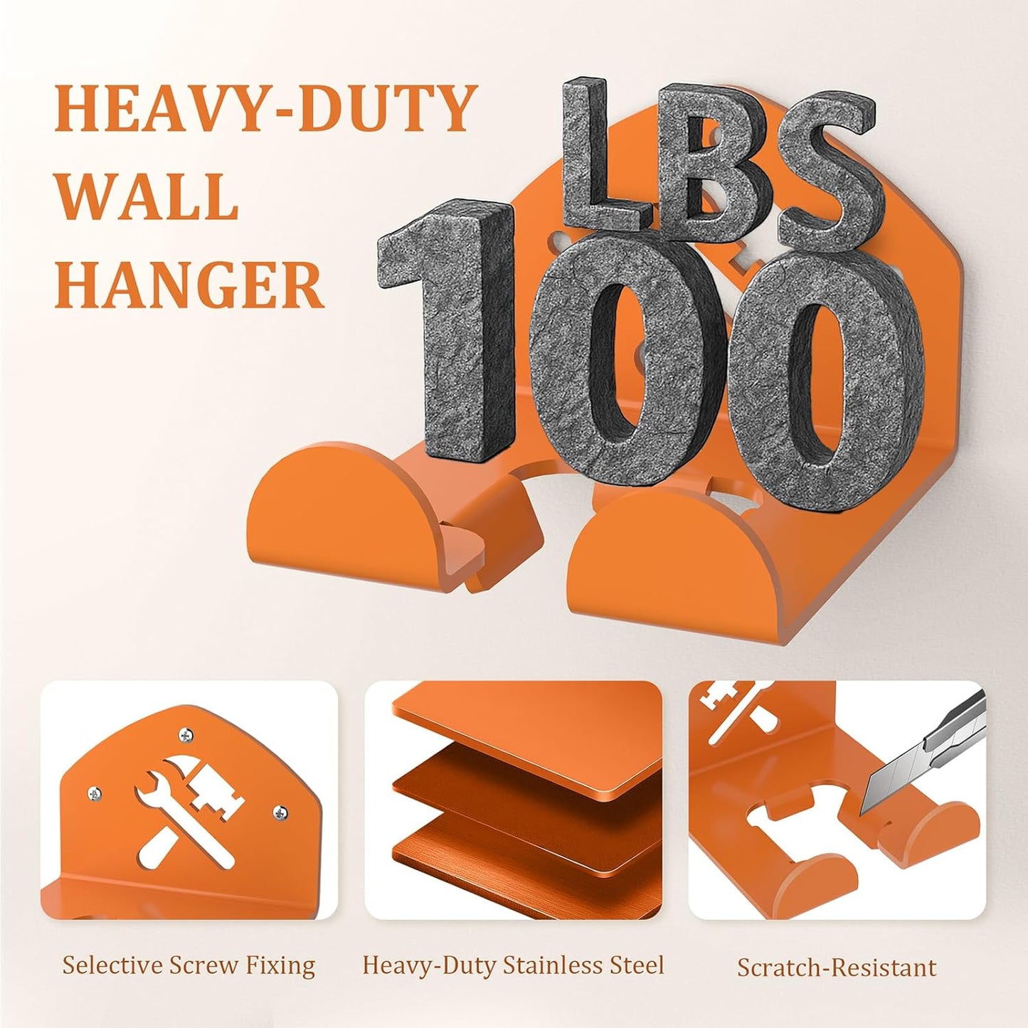 Garage Organization Storage Trimmer Rack Garden Power Tool Hanger for Grass Trimmer, Hedge Trimmer, Heavy Duty Weed Wacker Hook Tool Organizer, 2 Pack