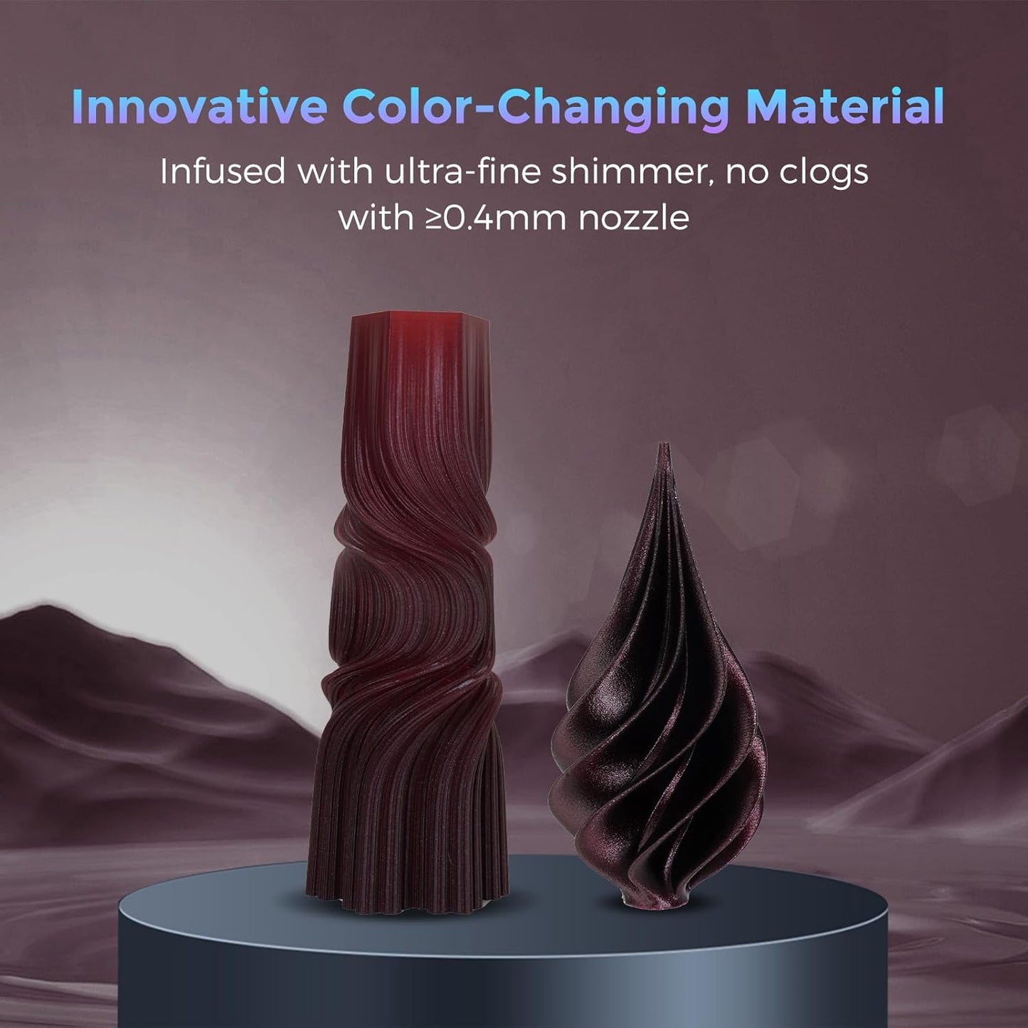 FLASHFORGE PLA Filament 1.75mm +/- 0.02mm Marsala, Color Changeable 3D Printer Filament 1kg (2.2lbs), Chameleon 3D Printing Filament Changing Colors with Light and Angle