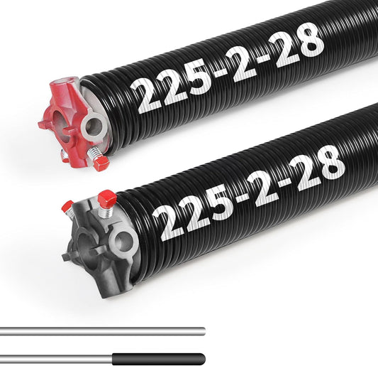 Pair of 2"Garage Door Torsion Springs Set with Non-Slip Winding Bars, Electrophoretic Coated (0.225X2"X28")
