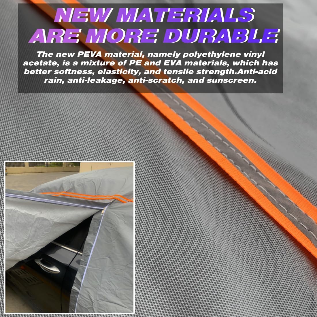 KEYOOG Universal Waterproof Heavy Weight Full Car Covers, Fit SUVs, All Weather, Outdoor Full Cover Weatherproof UV Sun Protection Snow Dust Storm Resistant with PEVA Cotton, Fit Length 198"-208"