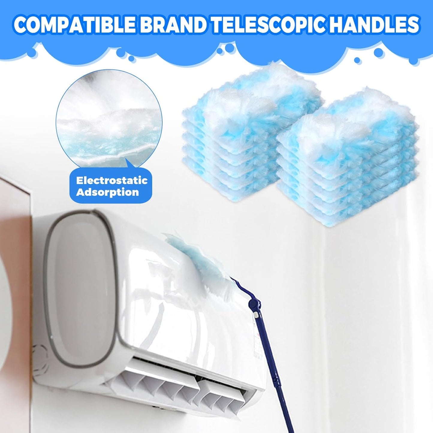 Duster Refills Compatible with Swiffer Heavy Duty Duster Refill,1 Handle+10 Count Dusters for Swiffer Duster Kit,Dusters for Cleaning/Car/Electronics/Furniture/Blinds/Ceiling Fan Cleaner