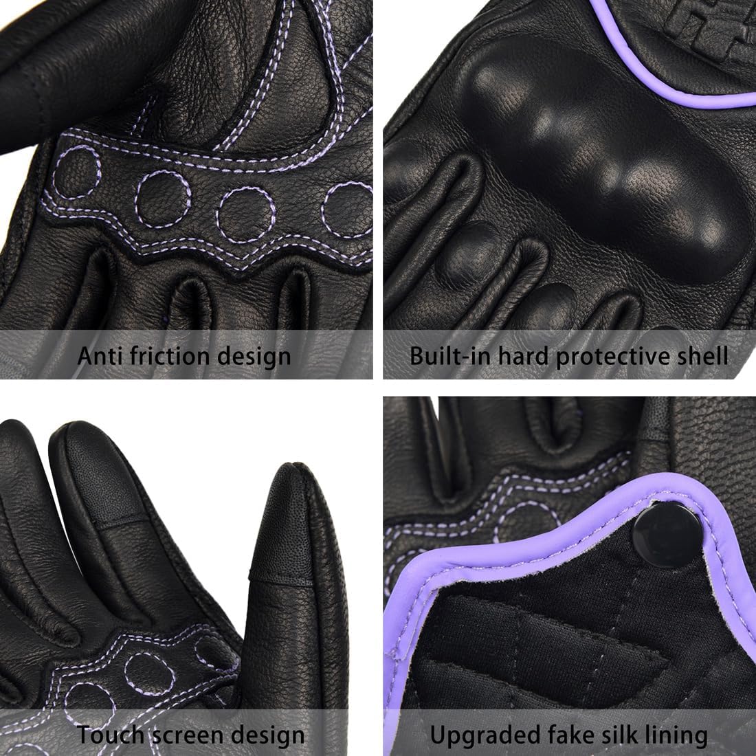 Harssidanzar Women's Motorcycle Gloves,Leather Motorcycle Gloves, Motorbike Gloves, Road Racing, Cycling, Climbing, Powersports Gloves Touchscreen GL016