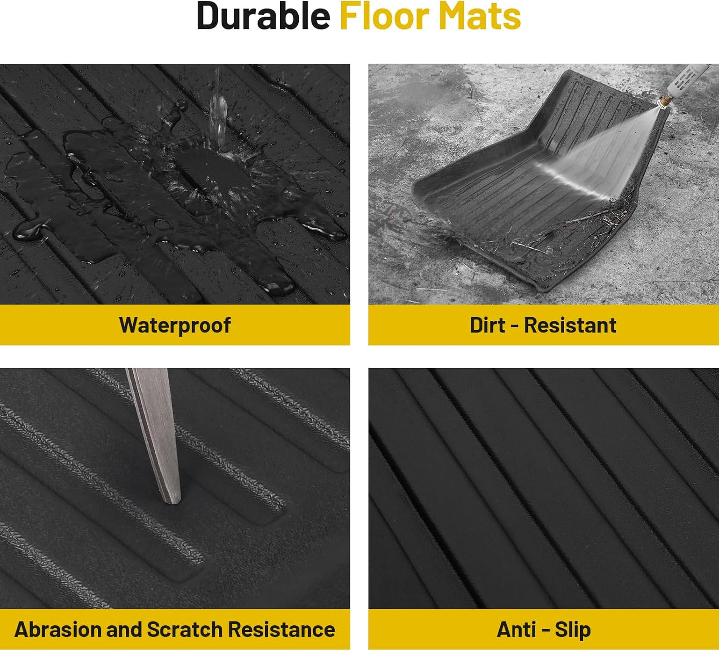 Floor Mats for 2021-2025 Tesla Model Y Custom Fit All Weather TPE Trunk Mats Front & Rear Waterproof Anti-Slip Cargo Liners Accessories for 6 Car Mats 5-Seater (Not Fit 7-Seat)