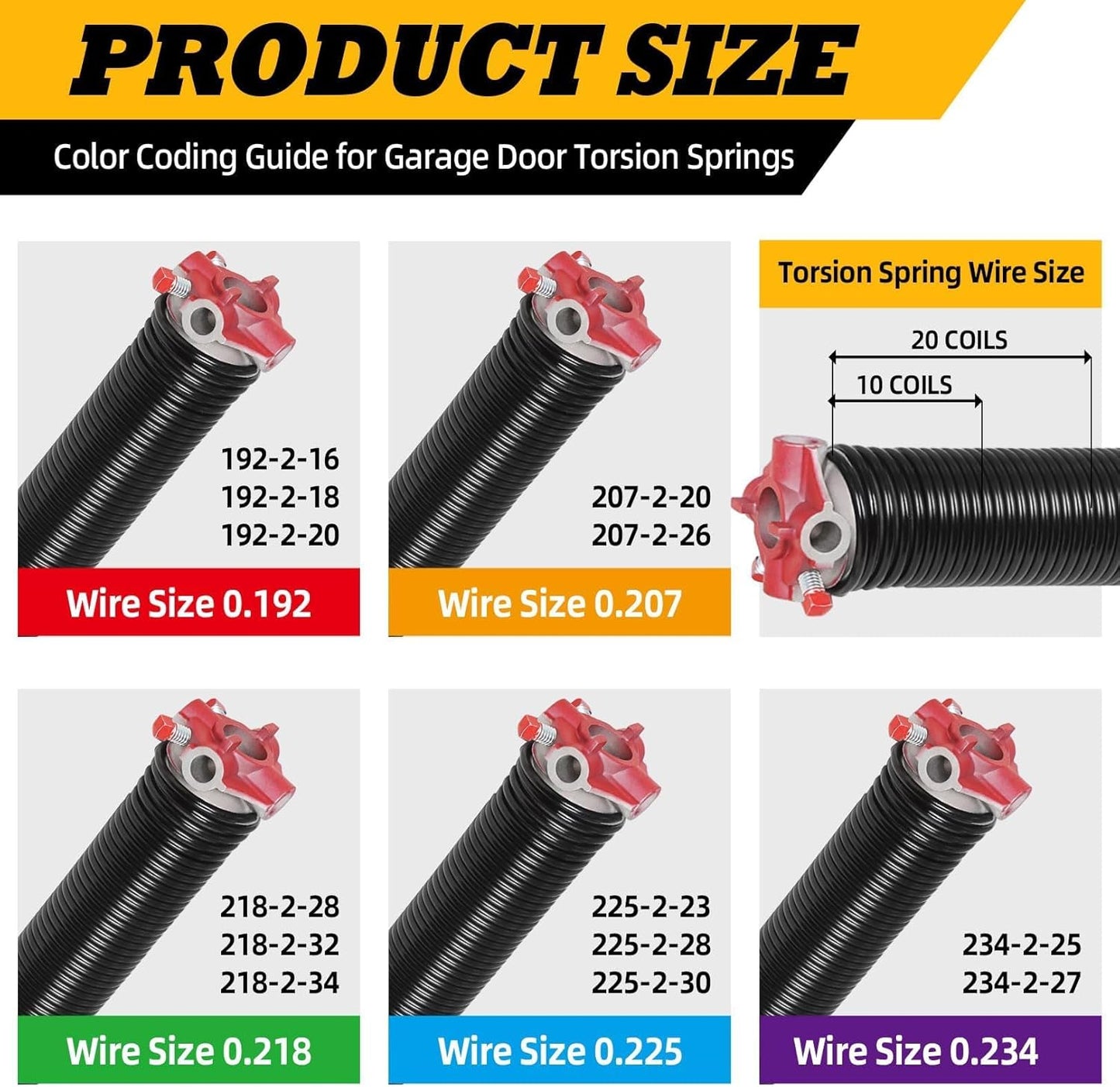 Pair of 2"Garage Door Torsion Springs Set with Non-Slip Winding Bars, Electrophoretic Coated (0.192X2"X18")