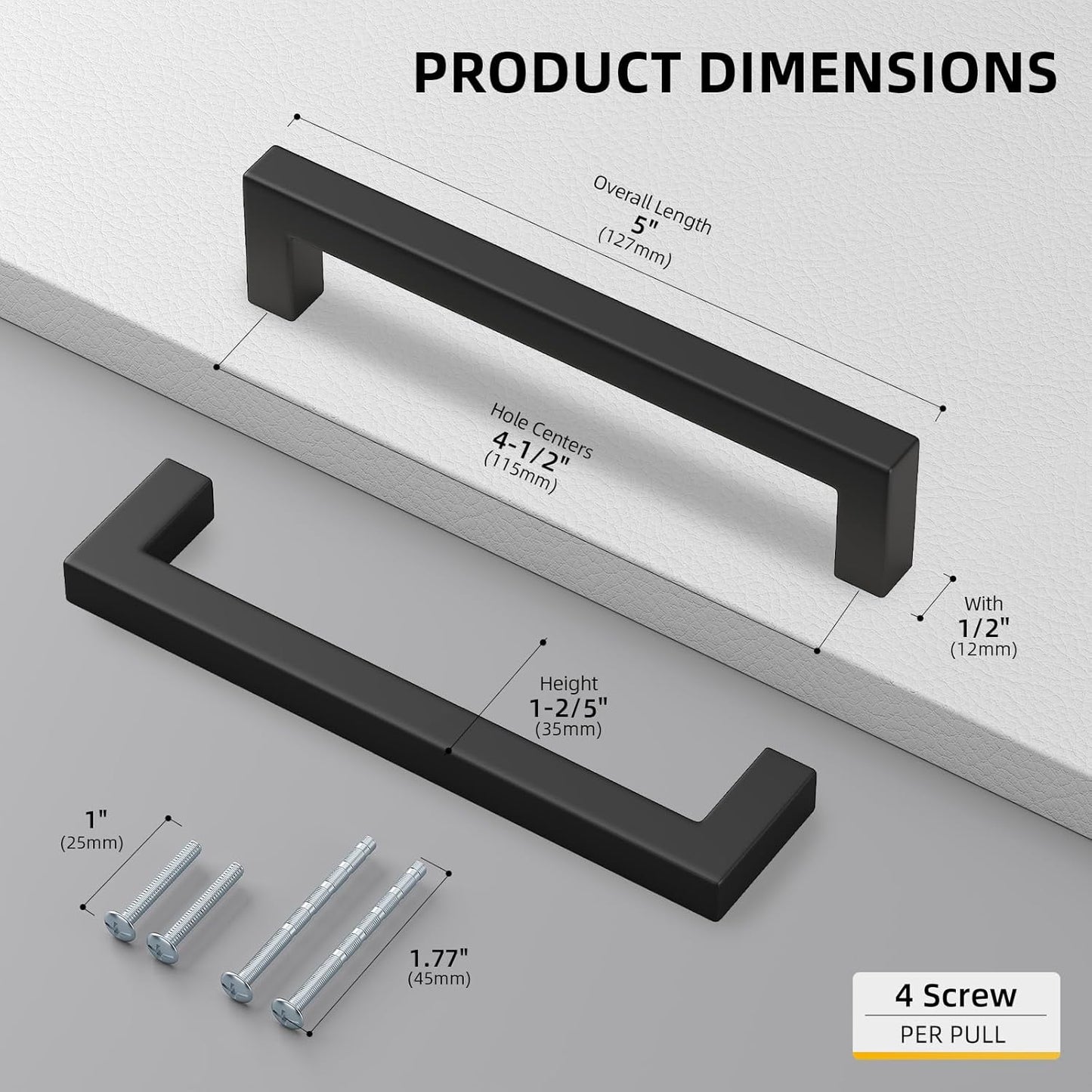 goldenwarm 35 Pack 4.5INCH Drawer Pulls Black Modern Cabinet Hardware - LSJ12BK115 Cabinet Handles 4-1/2 inch Hole Centers Bedroom Drawer Pull Kitchen Cabinets T Bar Handle