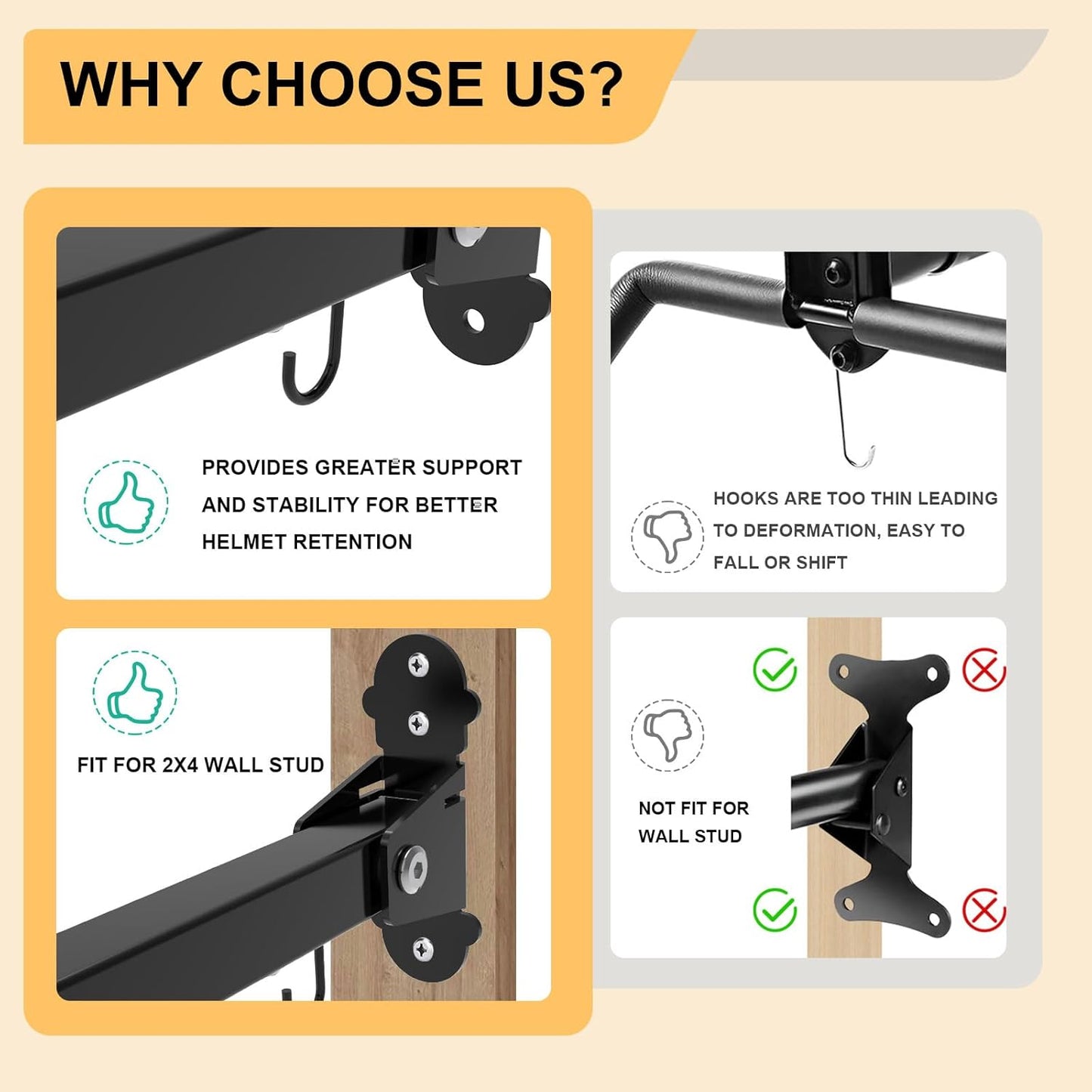 Bike Wall Mount,Horizontal Bicycle Indoor Storage Rack Foldable and Extendable Garage Bike Hanger for Road, Mountain and Hybrid Bikes