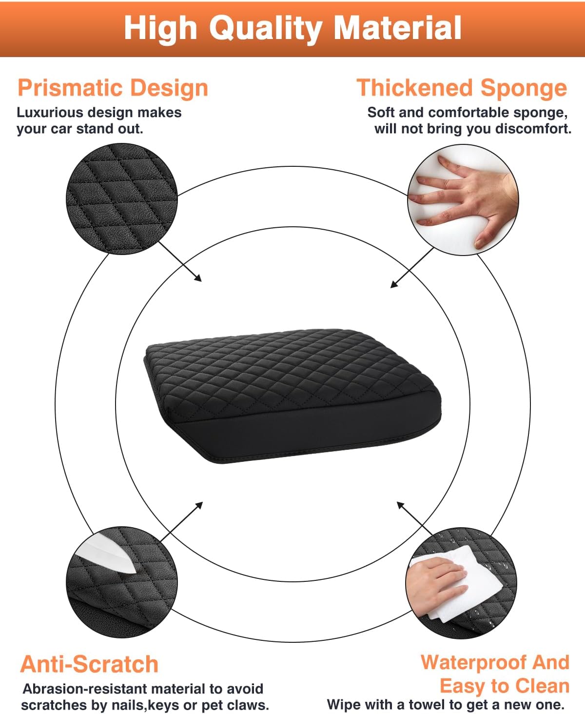 Shademax Center Console Cover for Chevy Equinox 2025 2026 Accessories, 2025 Chevrolet Equinox Armrest Cover Cushion Pad Middle Console Armrest Seat Box Protector PU Leather Anti-Scratch Black